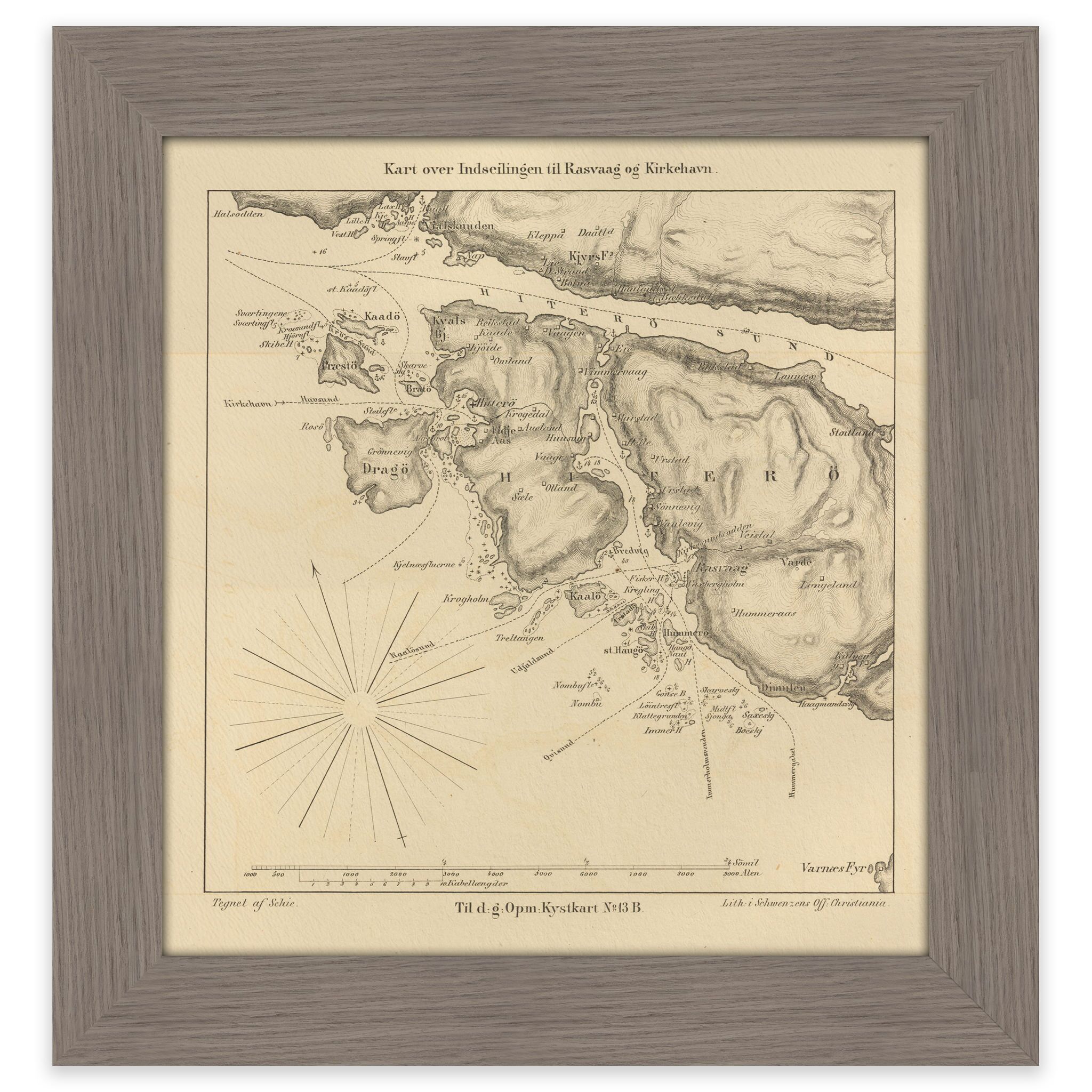 Historisk sjøkart over innseilingen til Rasvåg og Kirkehavn på Hidra - Image 8