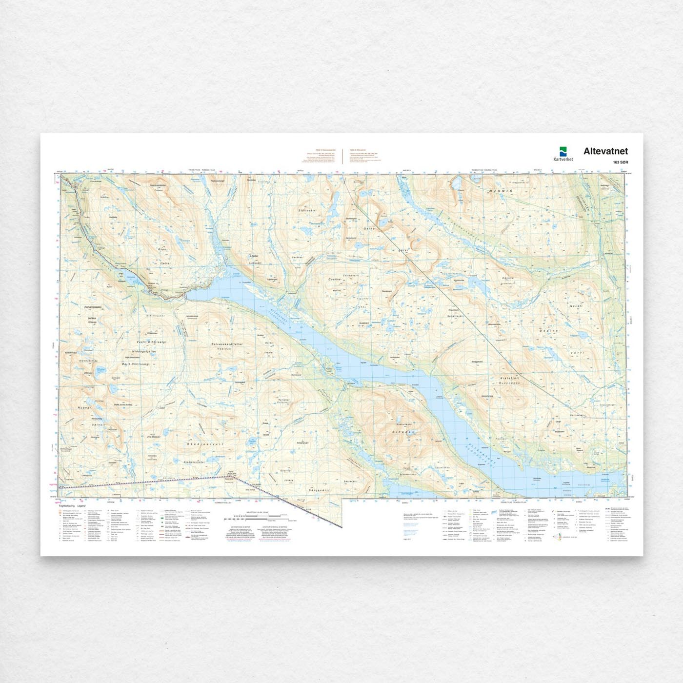Kartverket - landkart (N50): 163S Altevatnet