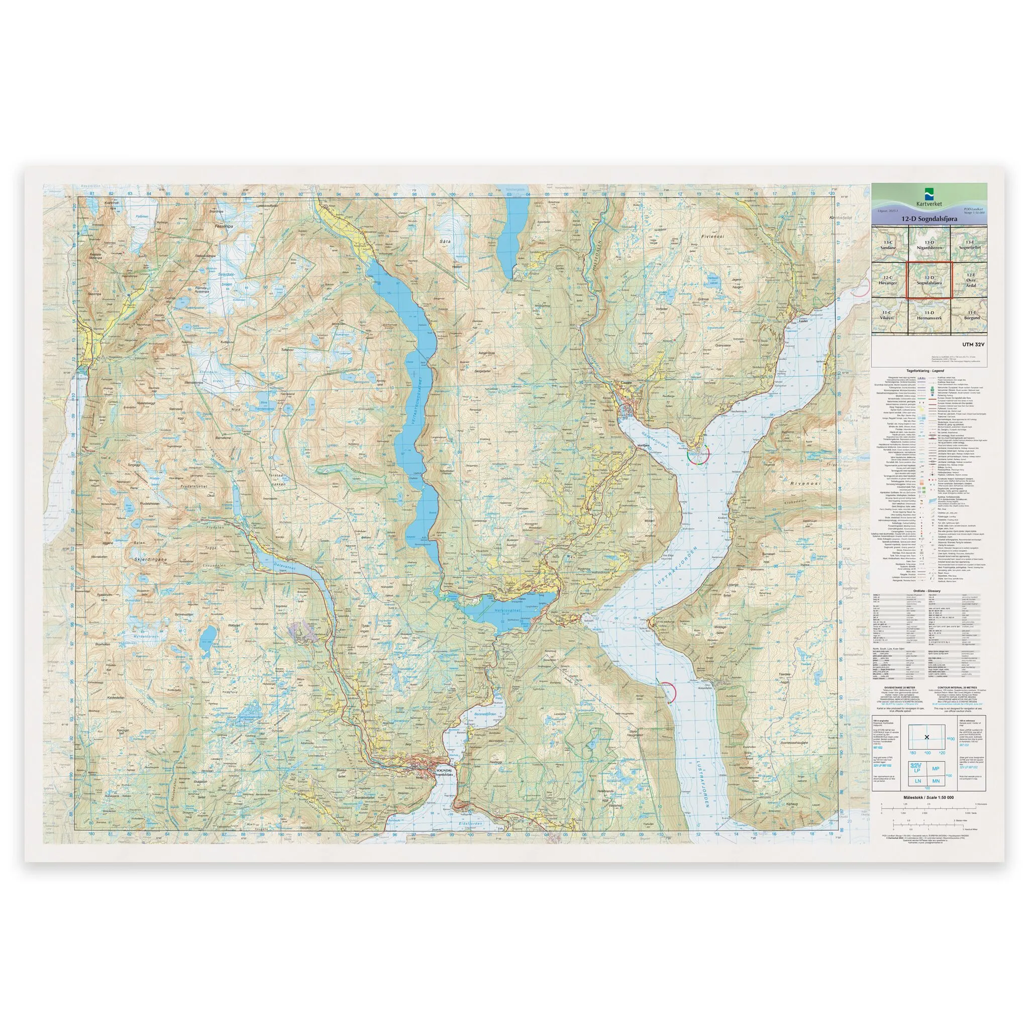 Kartverket - landkart (N50): 12-D Sogndalsfjøra