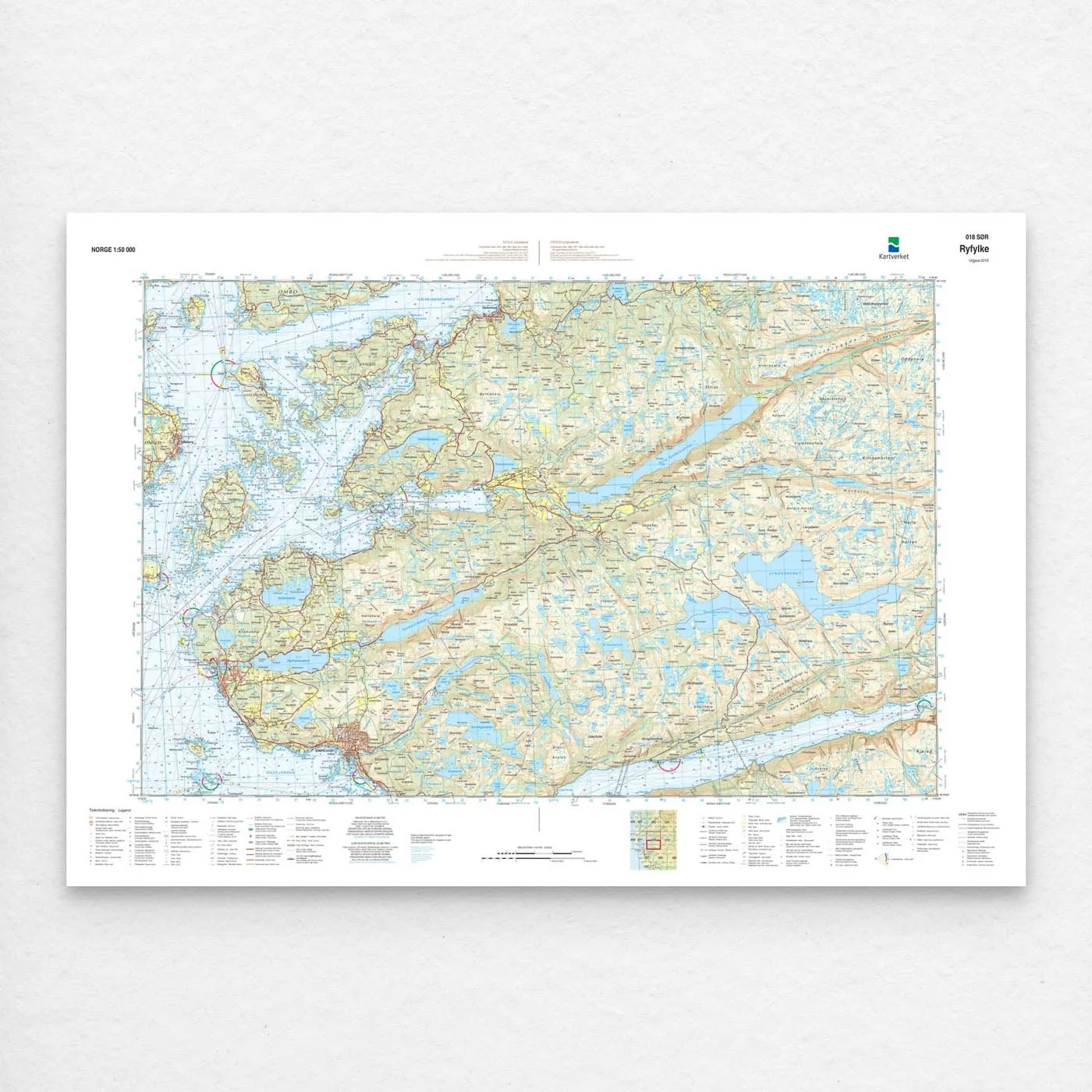 Kartverket - landkart (N50): 018S Ryfylke