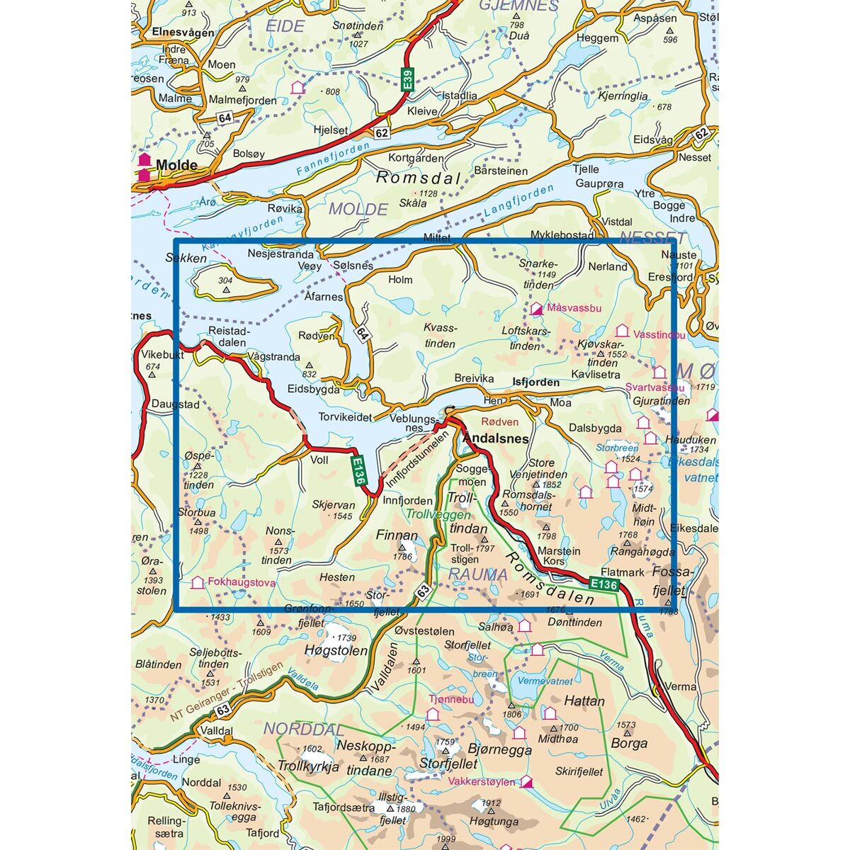 Romsdalsfjella Nord DNT Turkart - Bilde 3