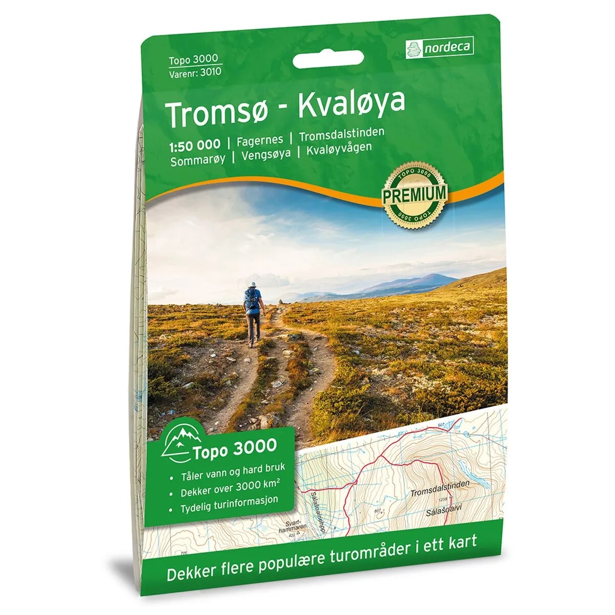 Produktbilde av tromsø-kvaløya topo 3000 turkart