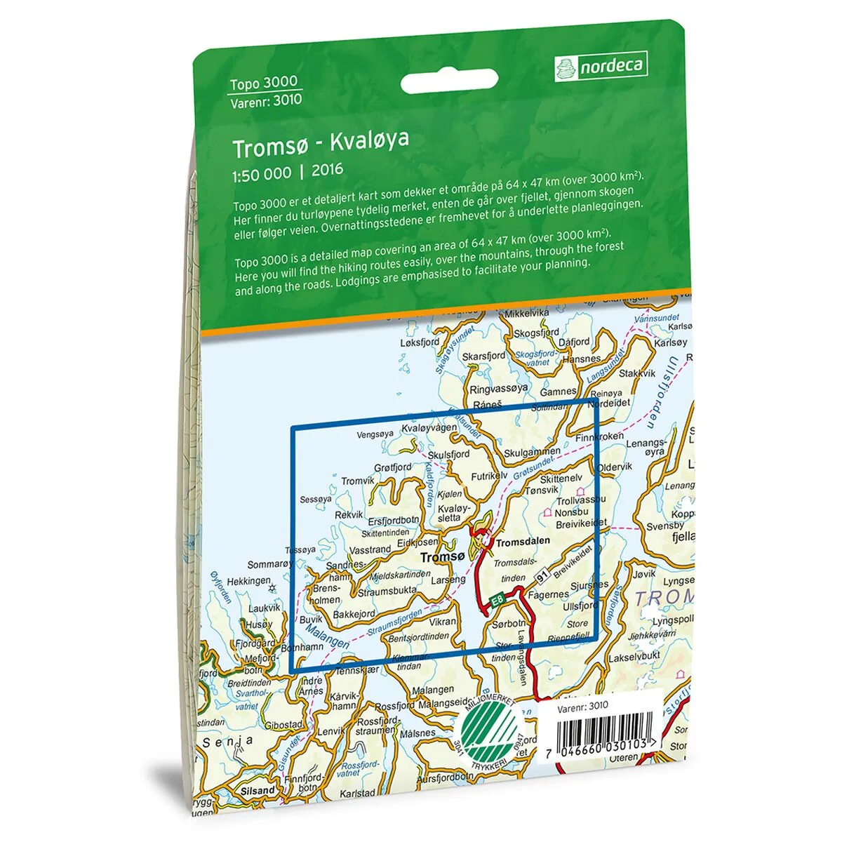 Tromsø-Kvaløya Topo 3000 Turkart - Bilde 2