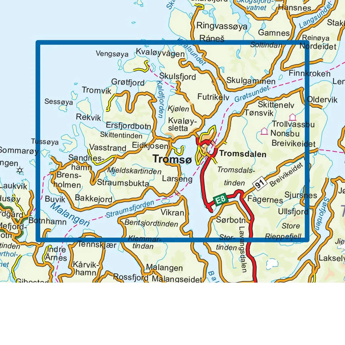 Tromsø-Kvaløya Topo 3000 Turkart - Bilde 3