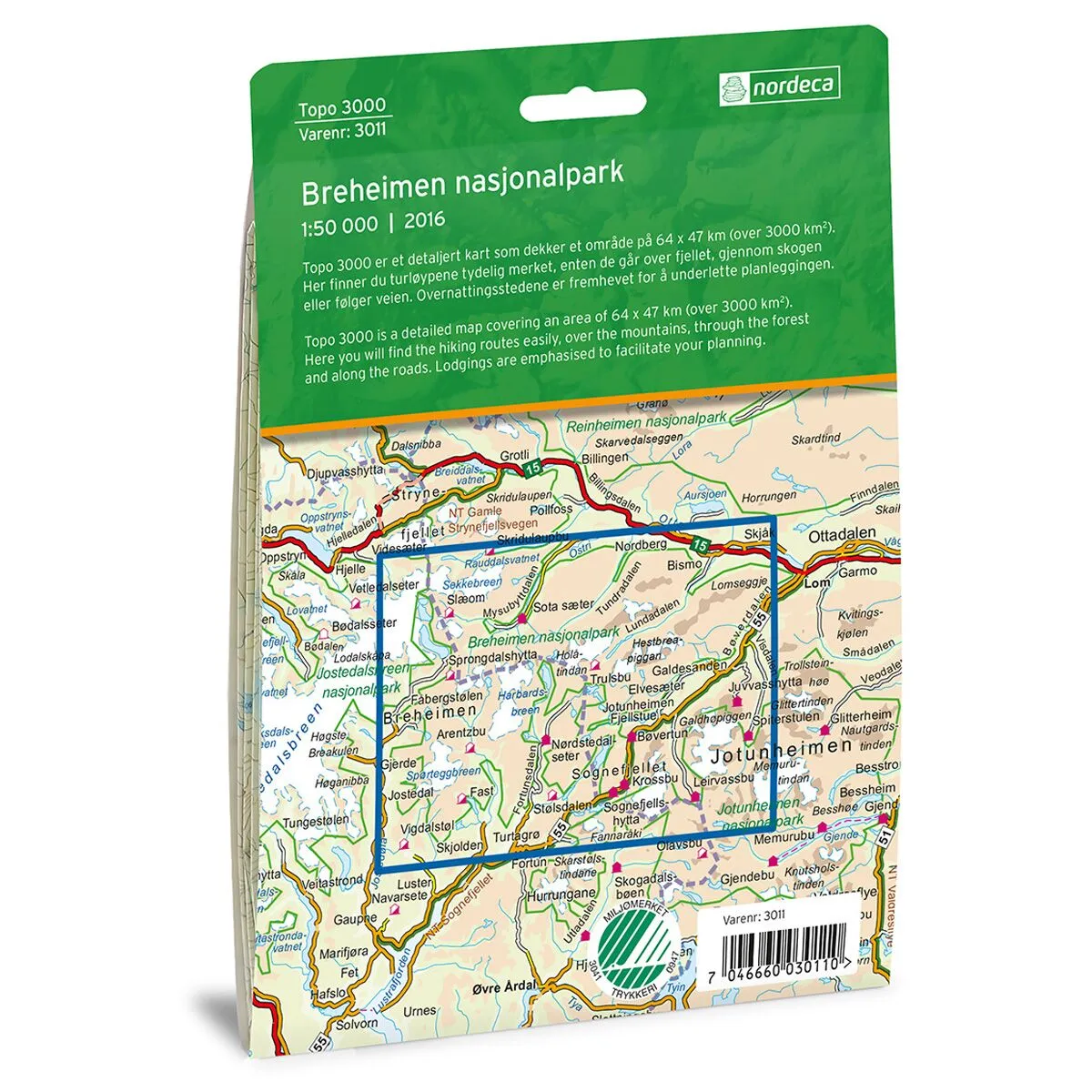 Breheimen Nasjonalpark Topo 3000 Turkart - Bilde 2