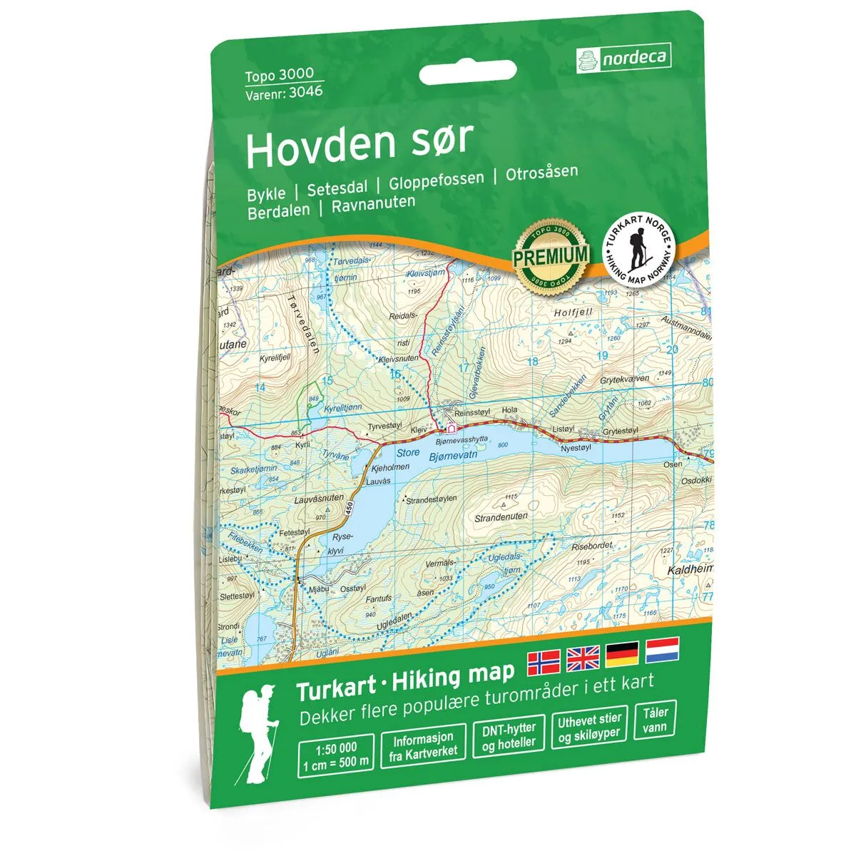 Produktbilde av hovden sør topo 3000 turkart