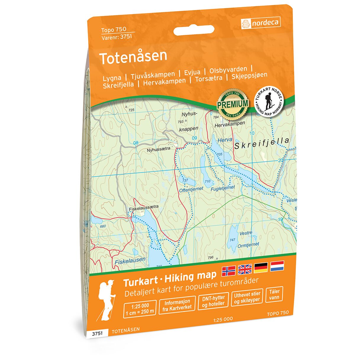 Produktbilde av totenåsen topo 750 turkart