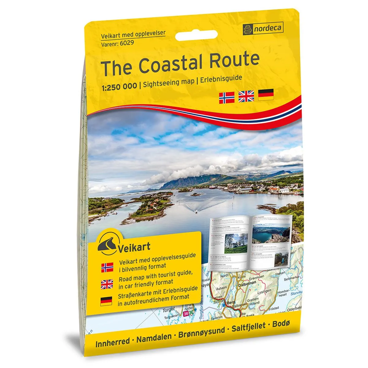 Produktbilde av the coastal route 1:250 000 m/hefte opplevelsesguide vei