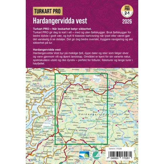 Hardangervidda Vest Turkart Pro 1:100 000 – bakside