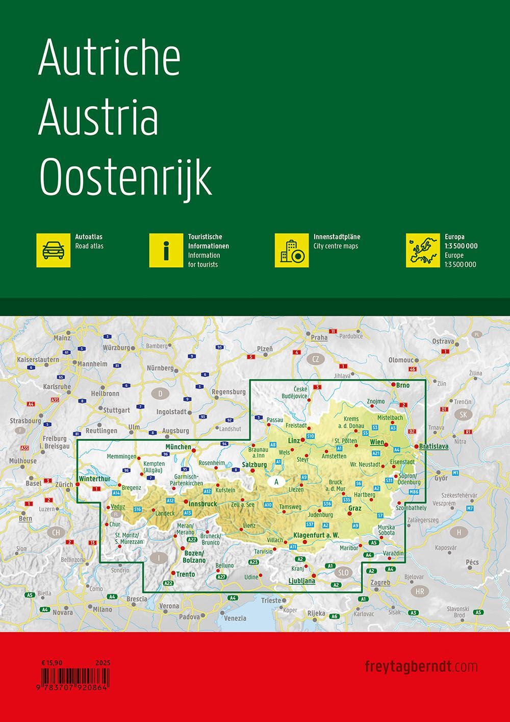 Bakside av bilatlas over Østerrike