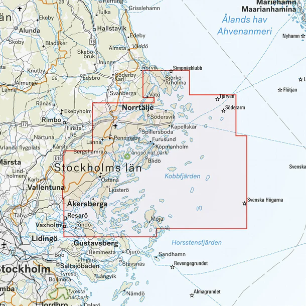 Kartutsnitt Stockholms skärgård Norra turkart 1:50 000