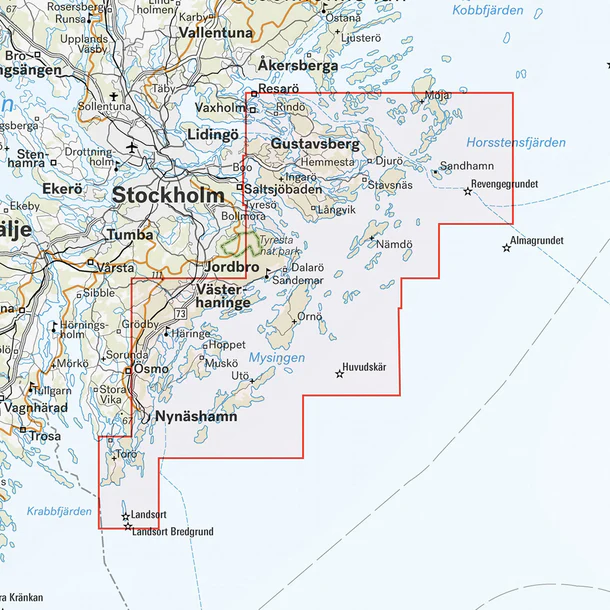 Kartutsnitt Stockholms skärgård Södra turkart 1:50 000
