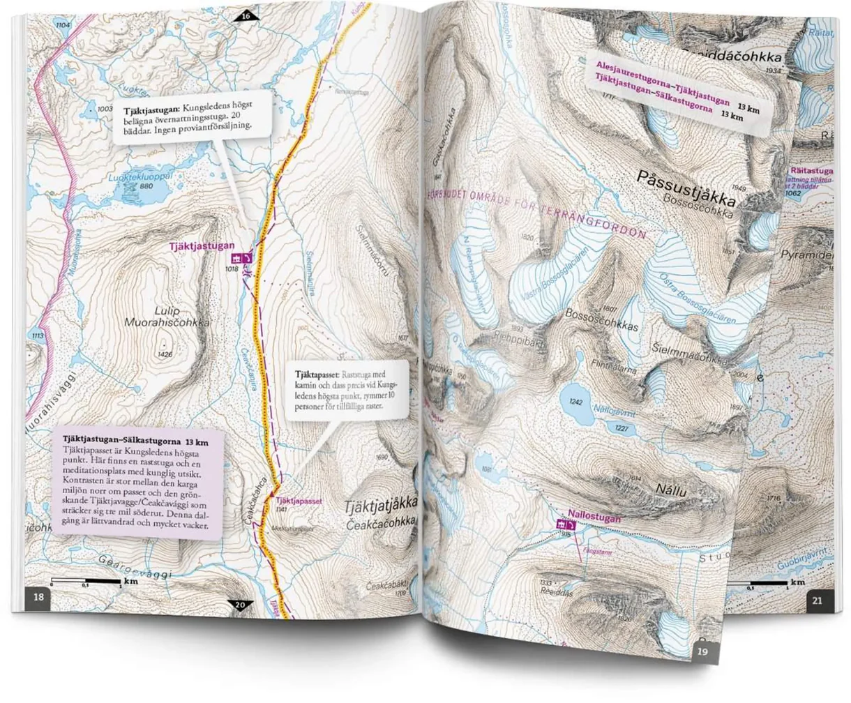 Kartutsnitt Kungsleden friluftsatlas 1:50 000 Lappland