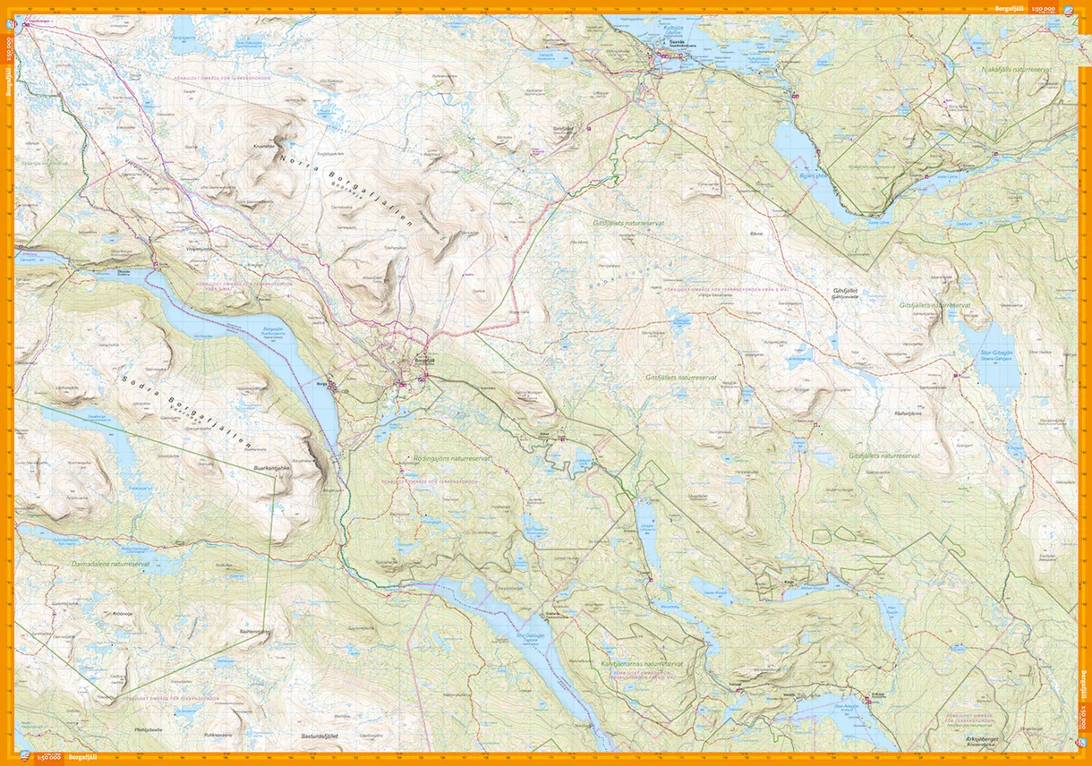 Borgafjäll Saxnäs Stekenjokk turkart 1:50 000 Calazo