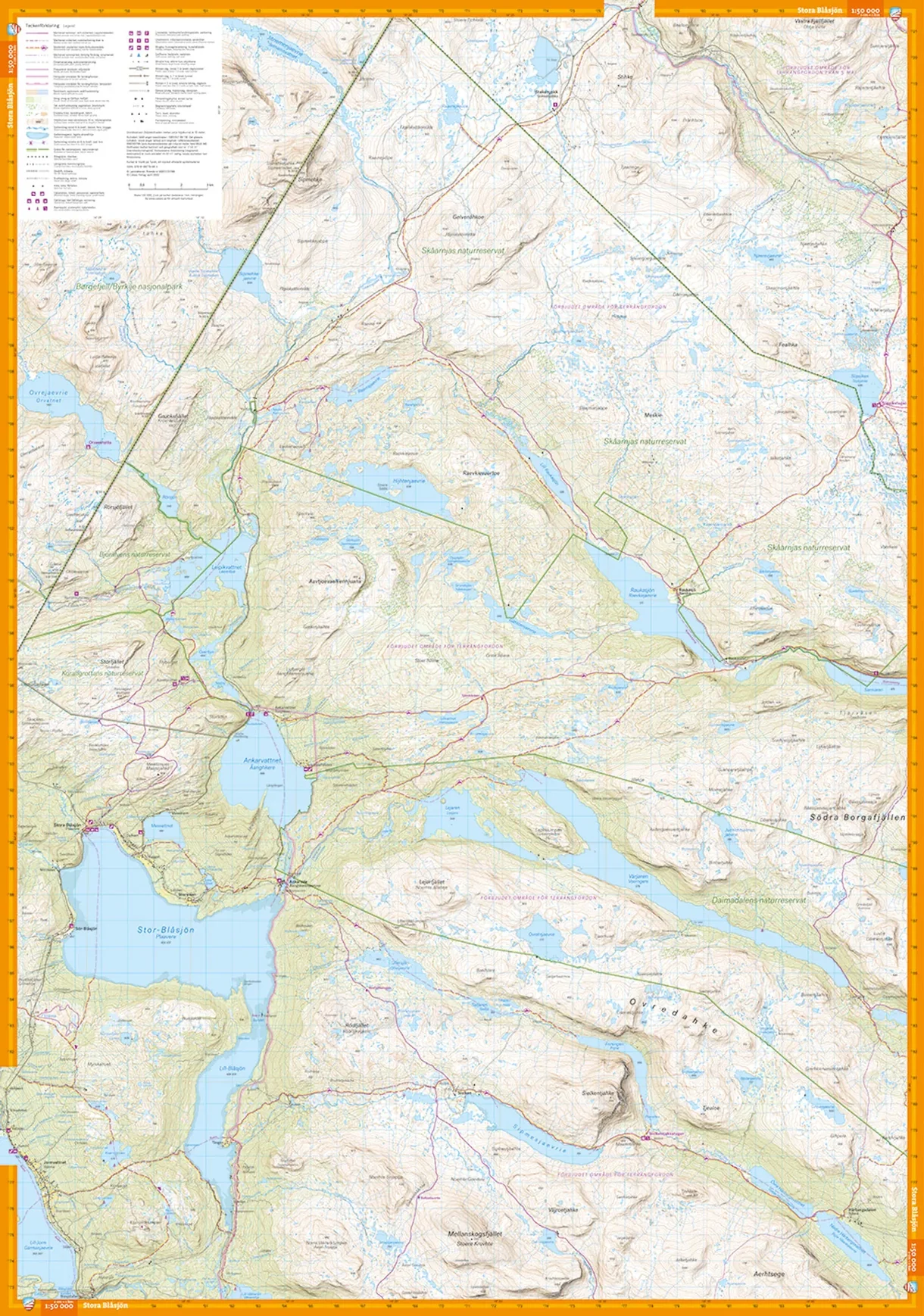 Borgafjäll Saxnäs Stekenjokk turkart 1:50 000 Calazo