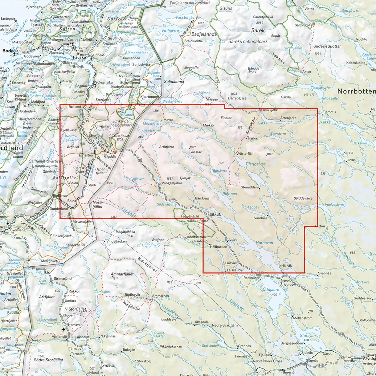 Arjeplogsfjällen turkart 1:100 000 Calazo
