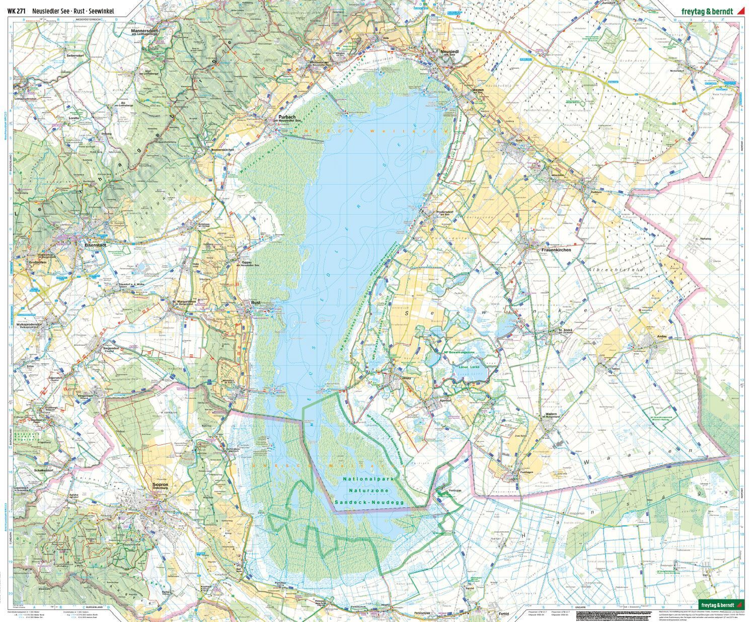 Kartutsnitt fra Neusiedlersjøen turkart 1:50 000