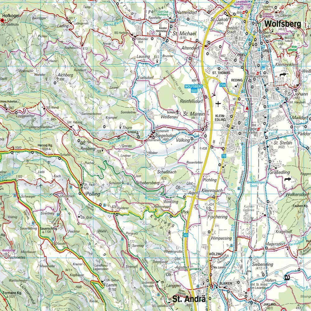 Kartutsnitt fra Saualpe turkart 1:50 000