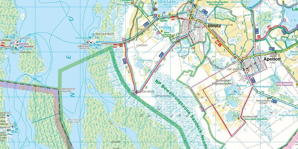Kartutsnitt fra Neusiedlersjøen turkart 1:50 000