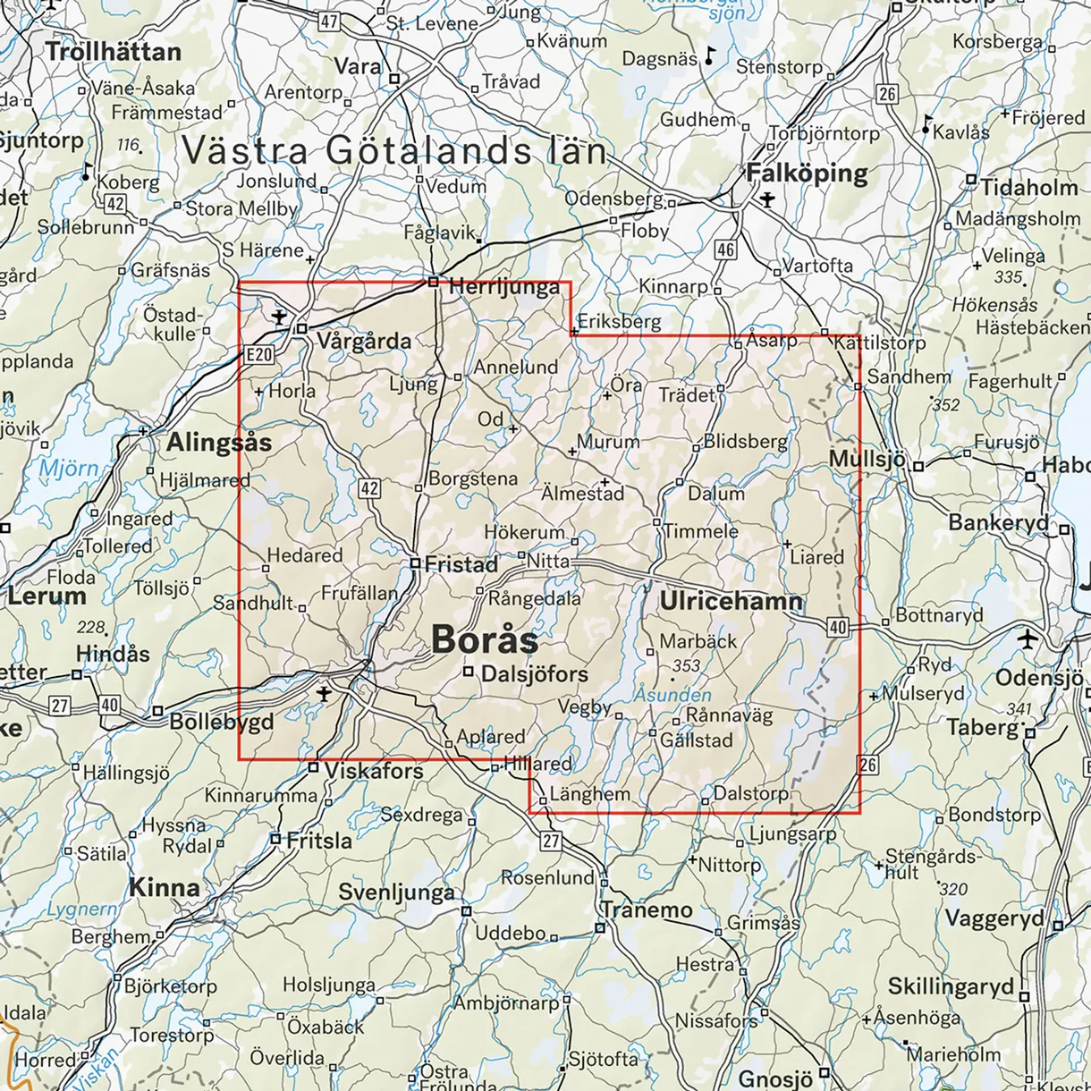 Borås & Ulricehamn turkart 1:50 000 fra Calazo