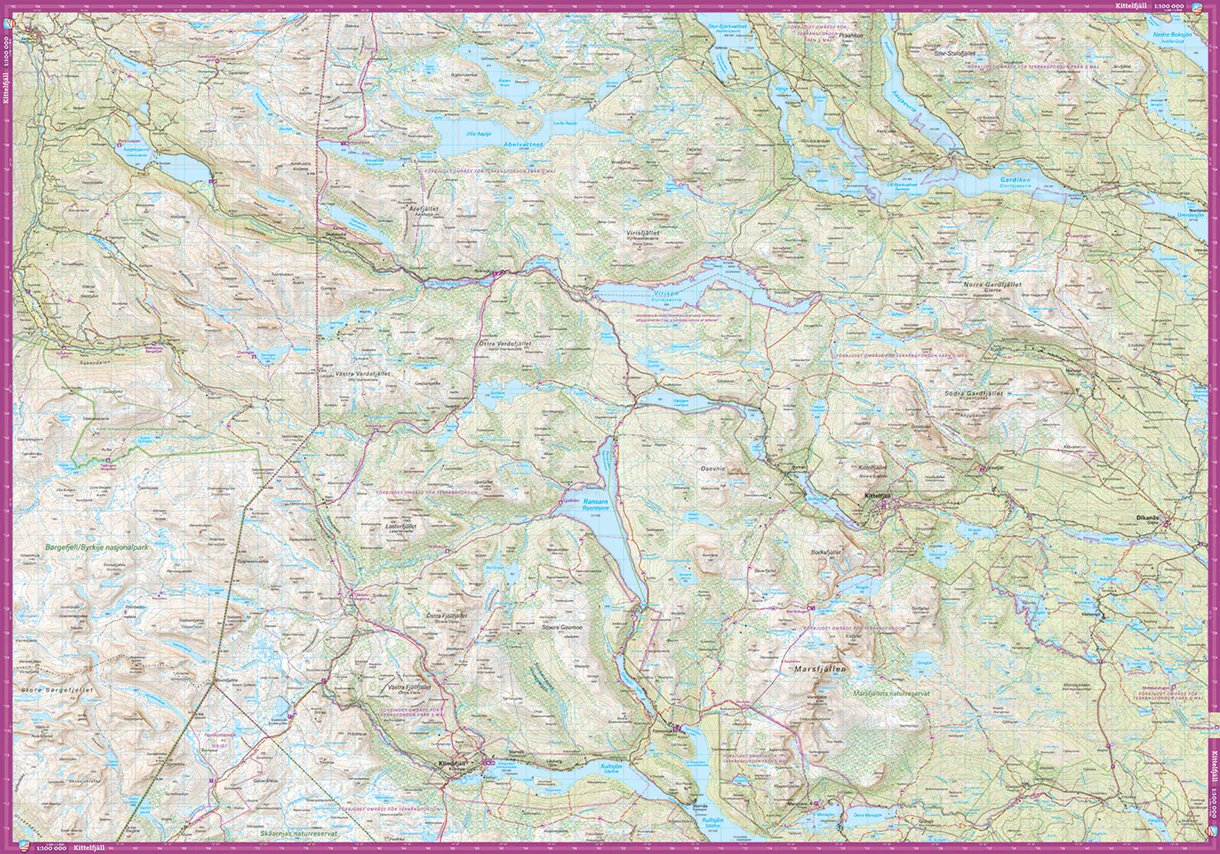 Kittelfjäll Borgafjäll komplett turkart forside og bakside