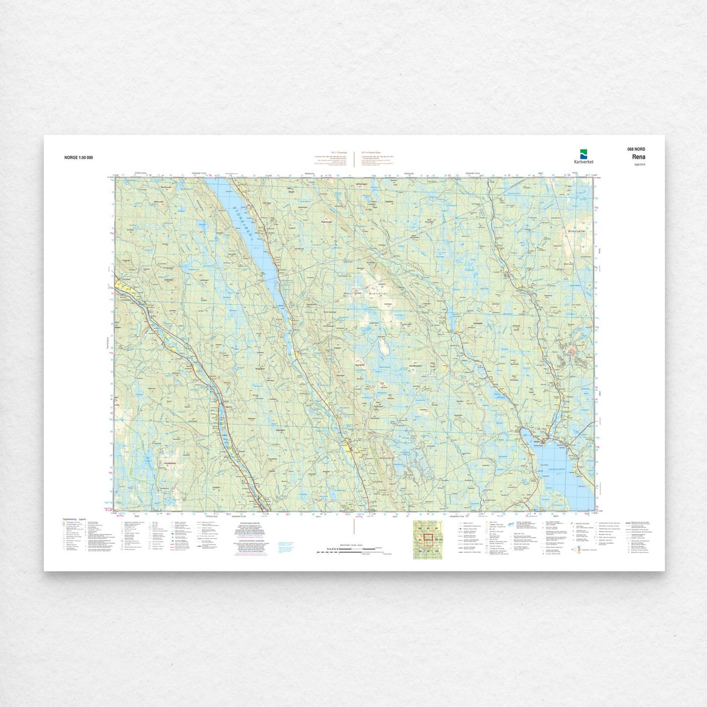 Kartverket - landkart (N50): 068N Rena
