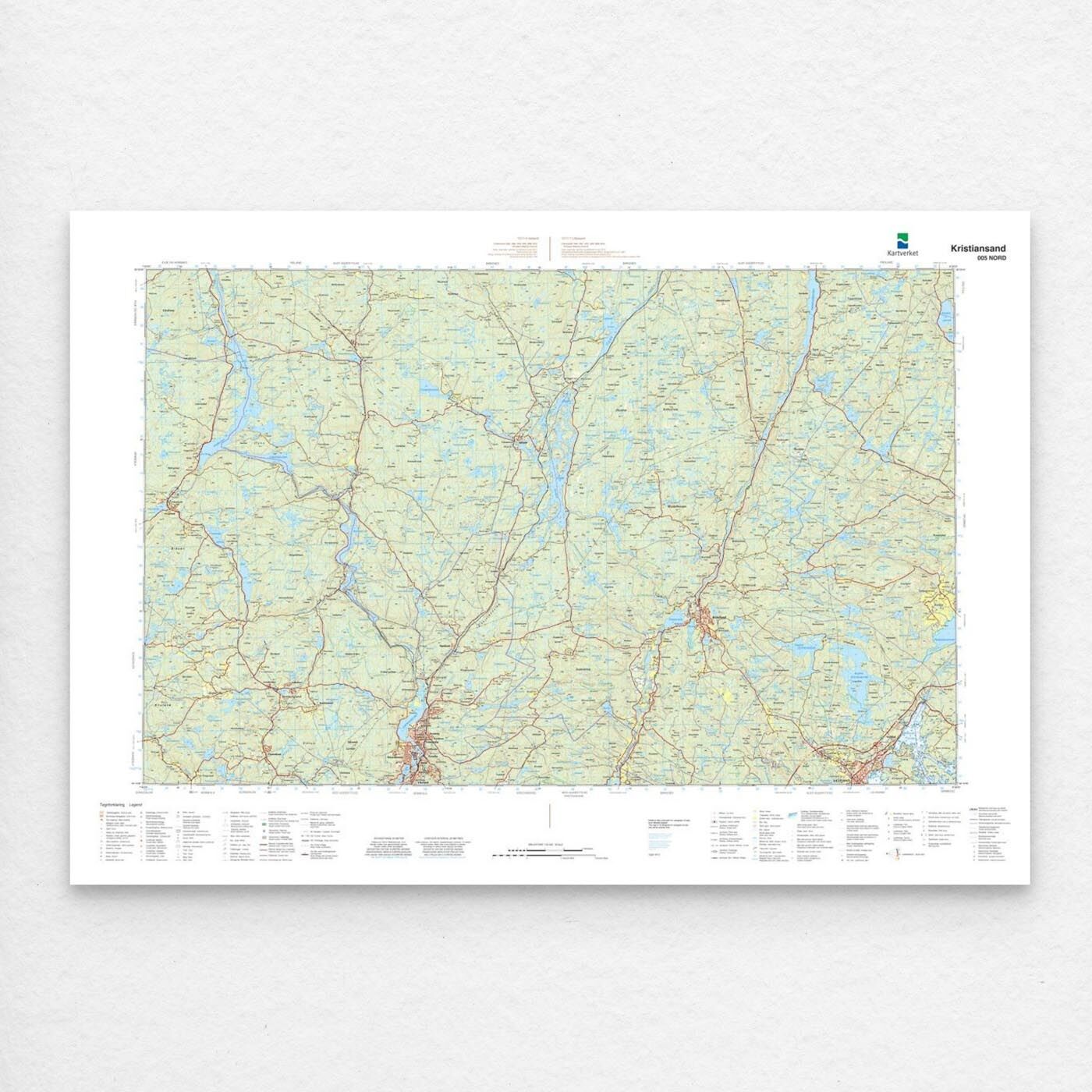 Kartverket - landkart (N50): 005N Kristiansand