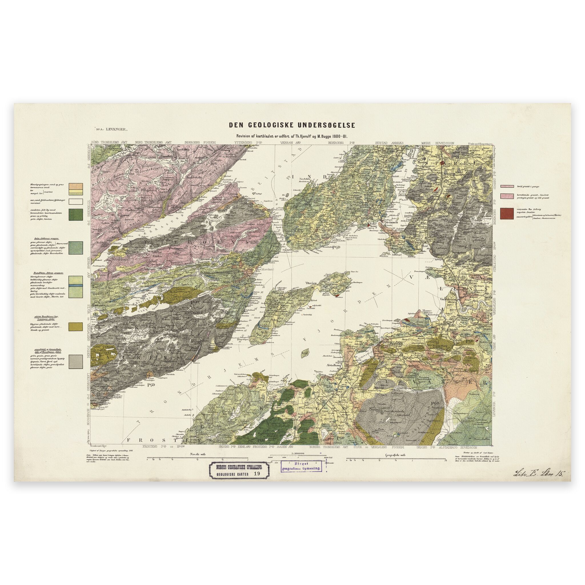 Levanger, geologisk kart 1881