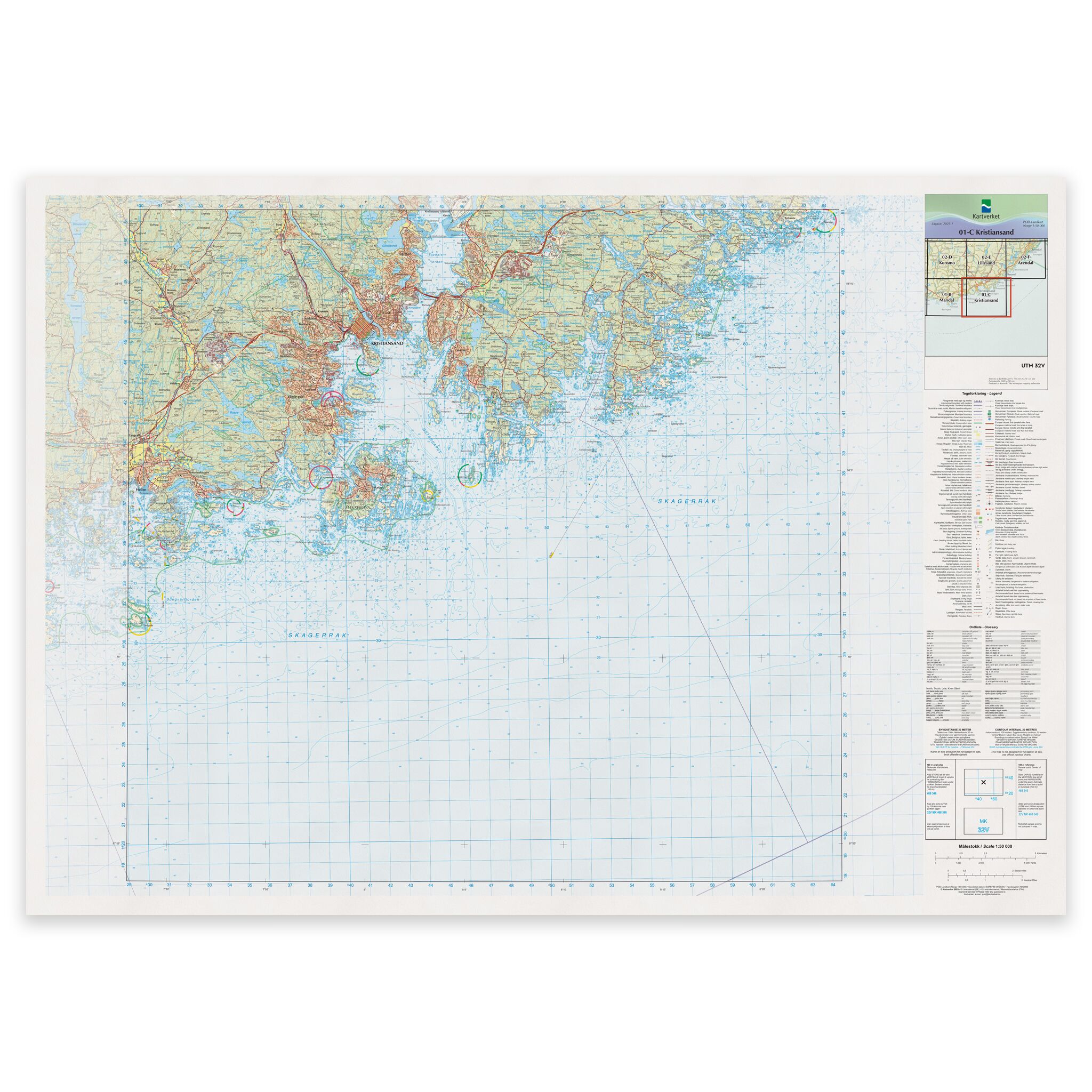 Kartverket - landkart (N50): 01-C Kristiansand