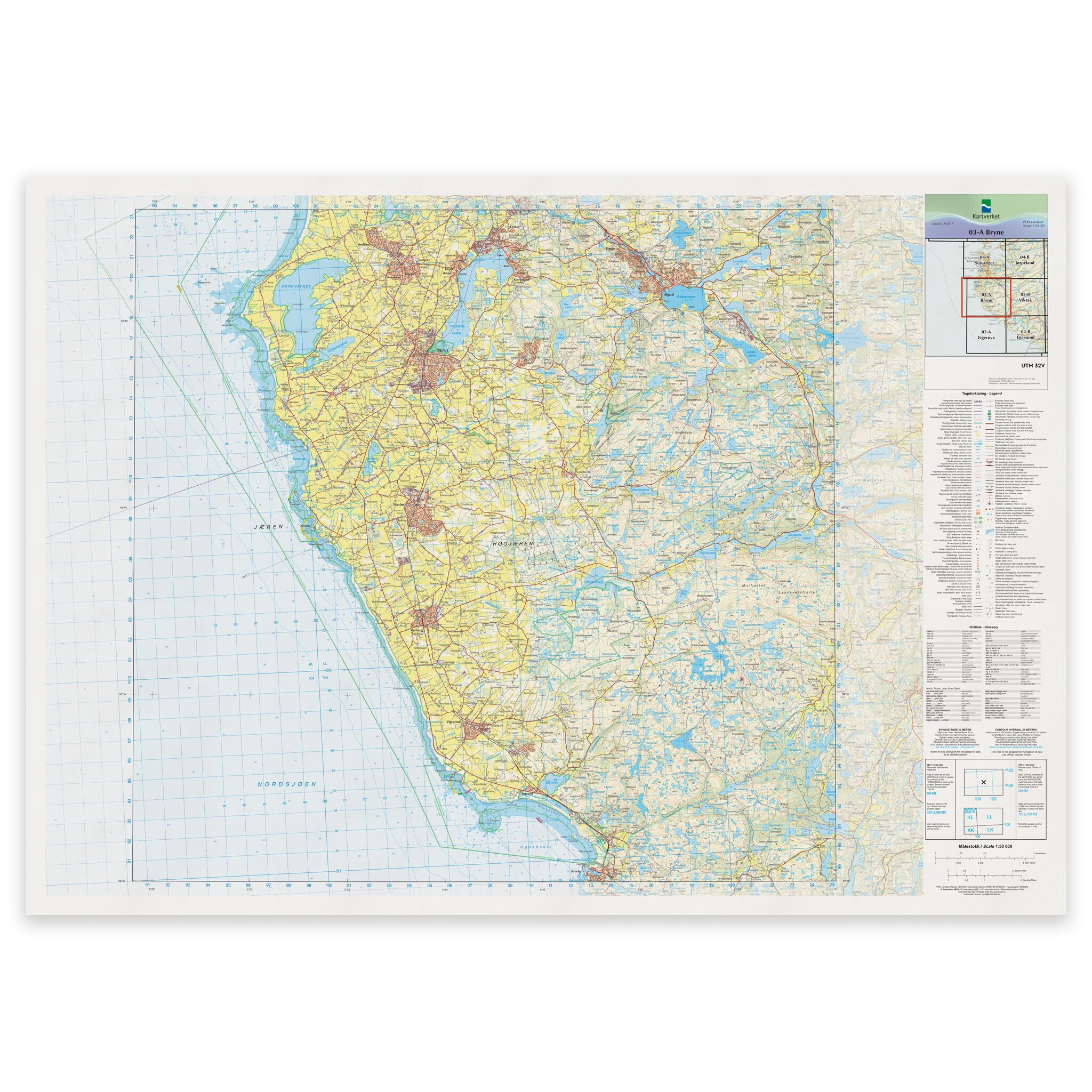 Kartverket - landkart (N50): 03-A Bryne