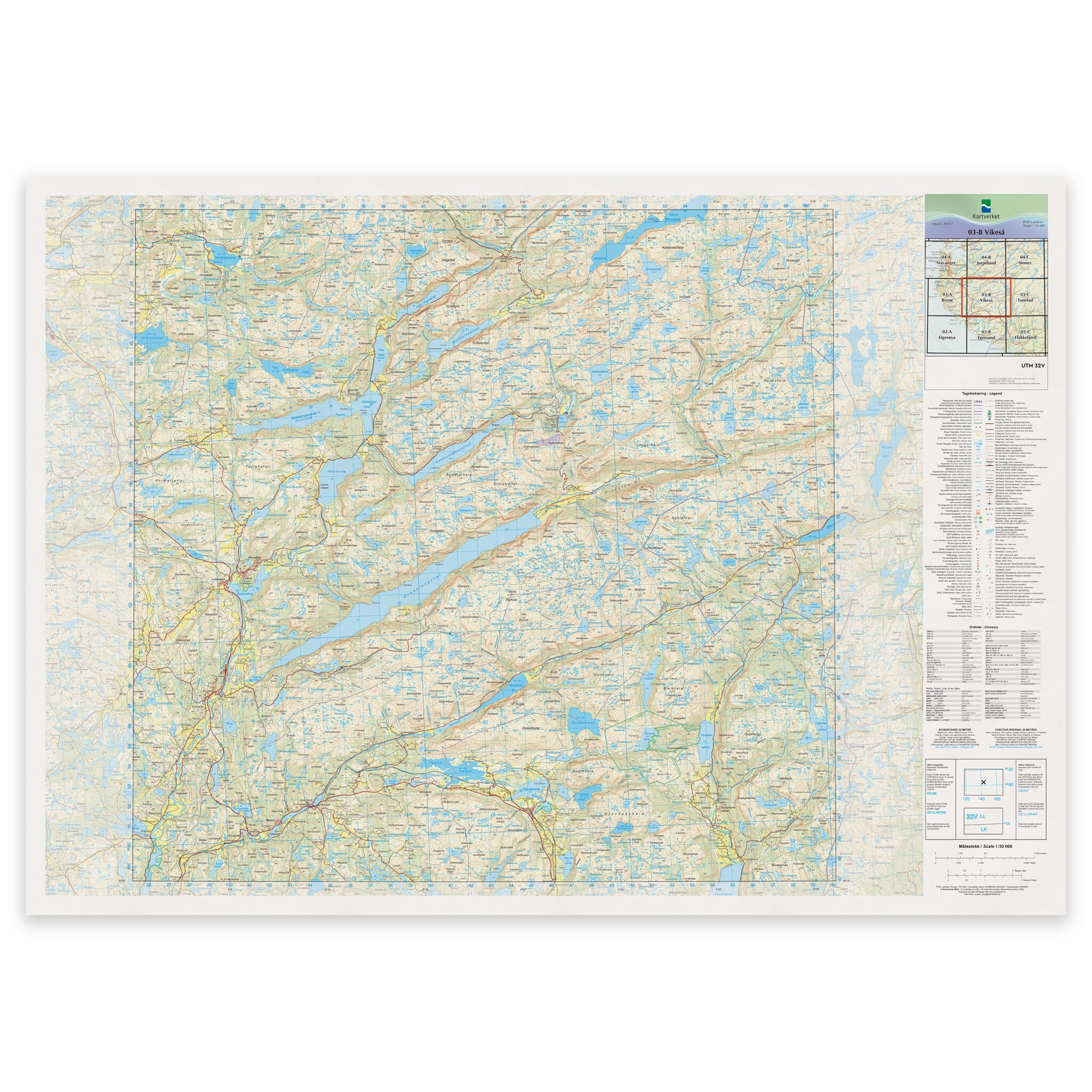Kartverket - landkart (N50): 03-B Vikeså