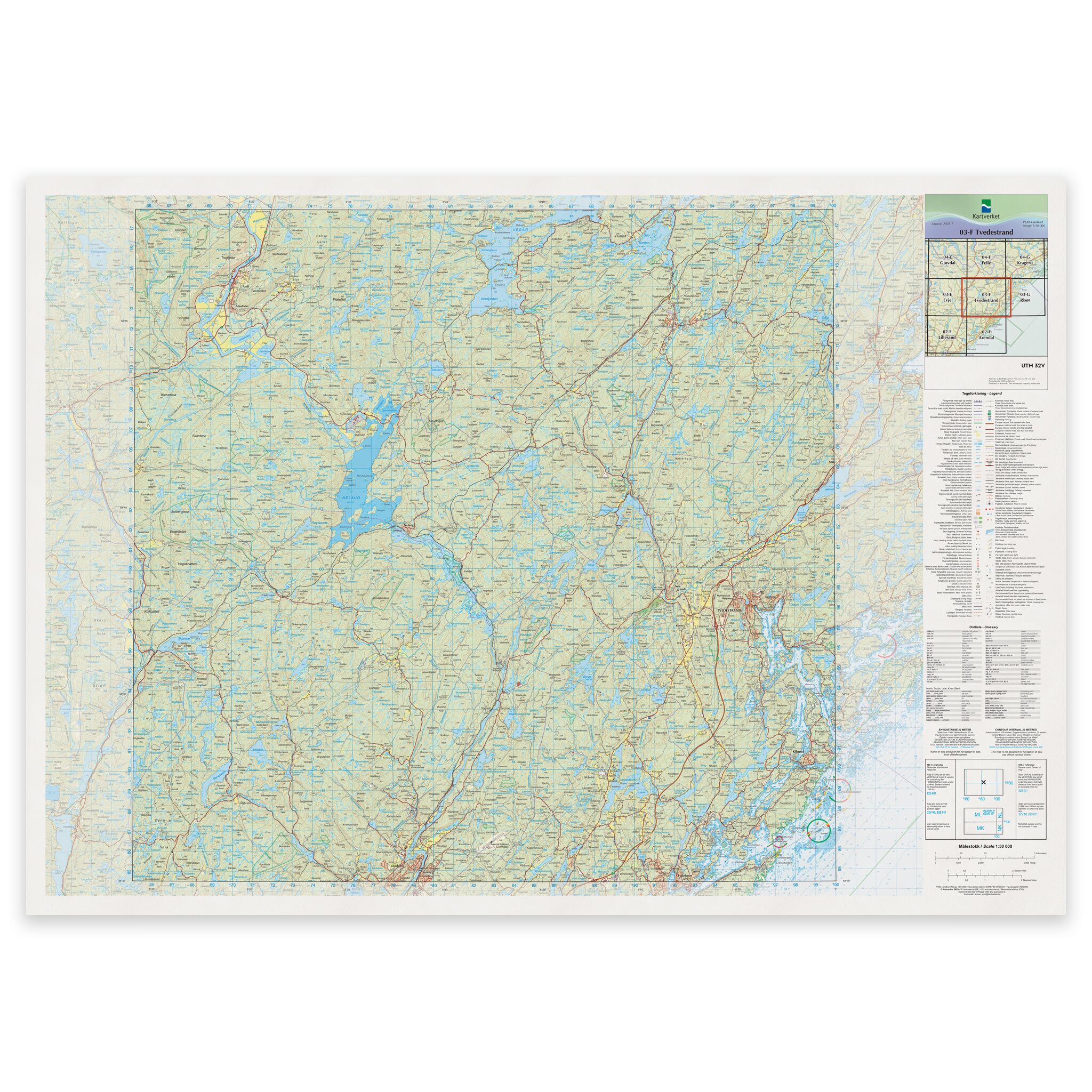 Kartverket - landkart (N50): 03-F Tvedestrand