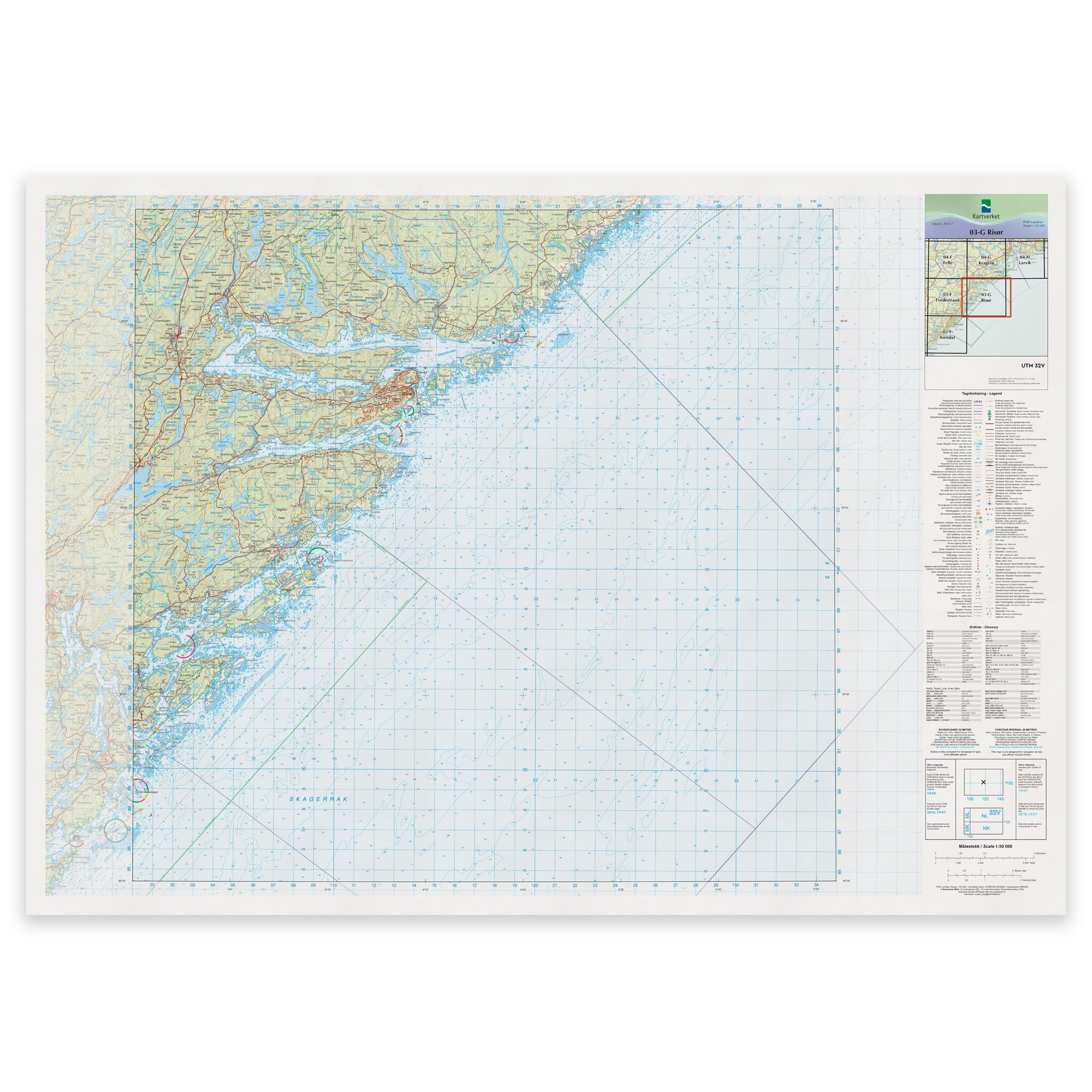 Kartverket - landkart (N50): 03-G Risør