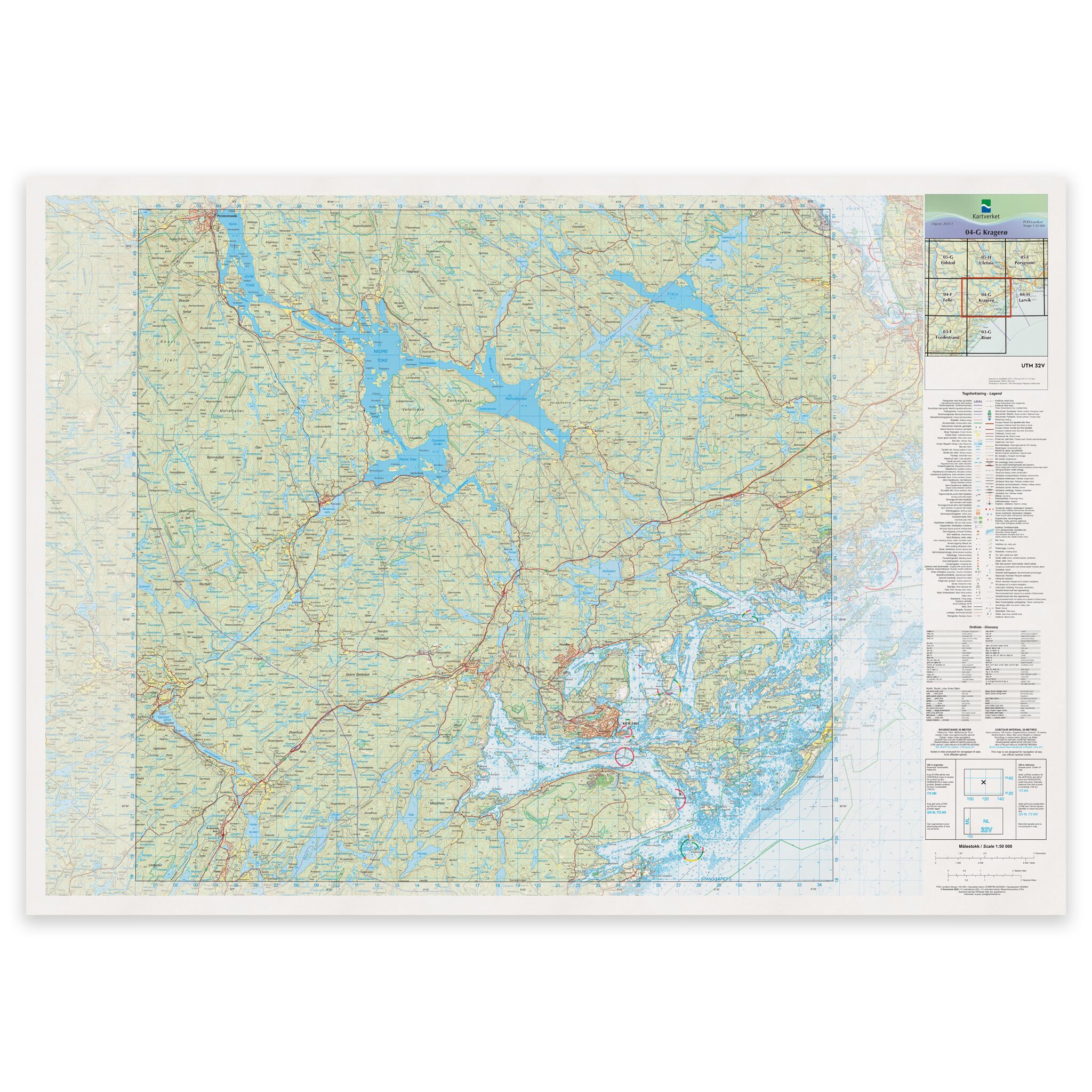 Kartverket - landkart (N50): 04-G Kragerø