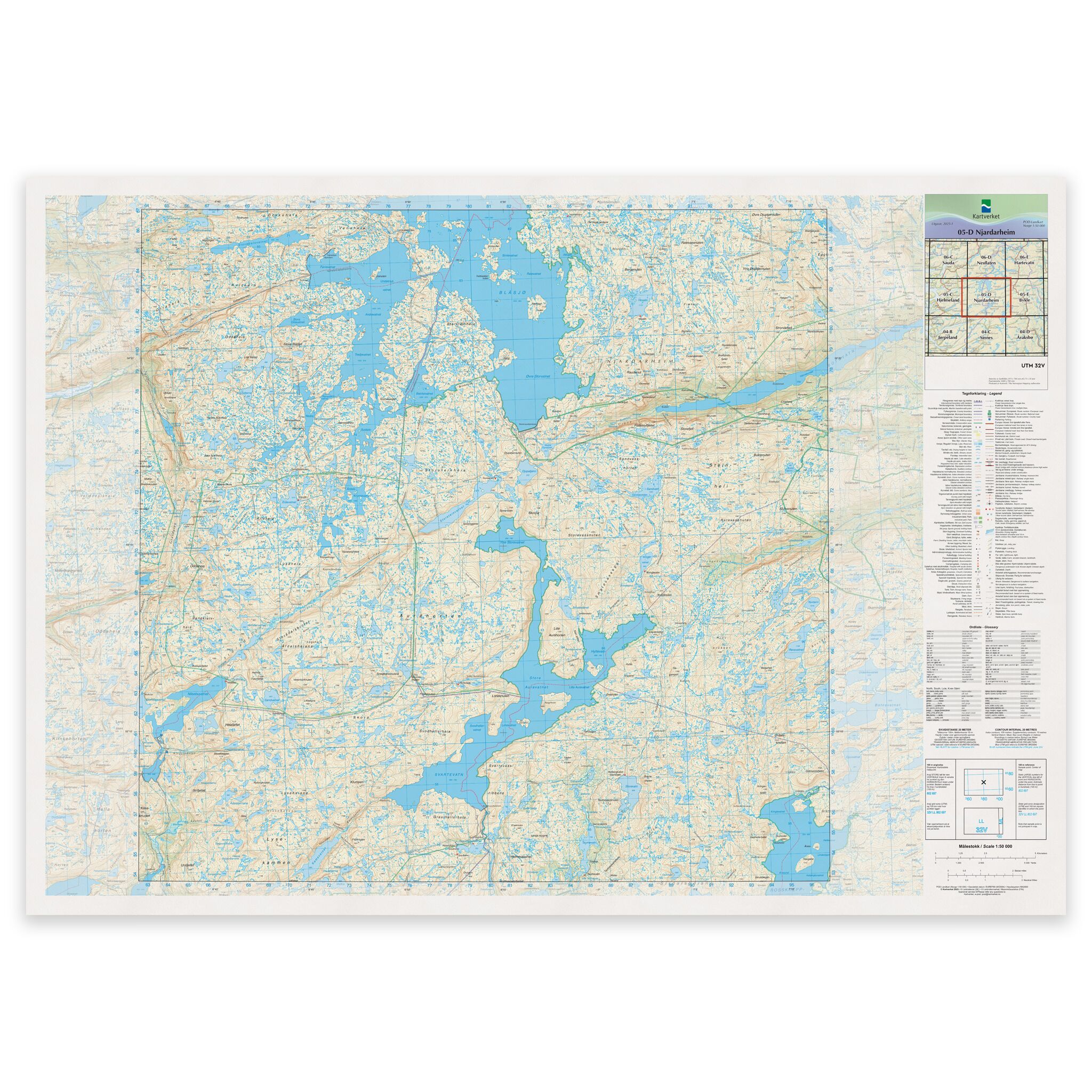 Kartverket - landkart (N50): 05-D Njardarheim