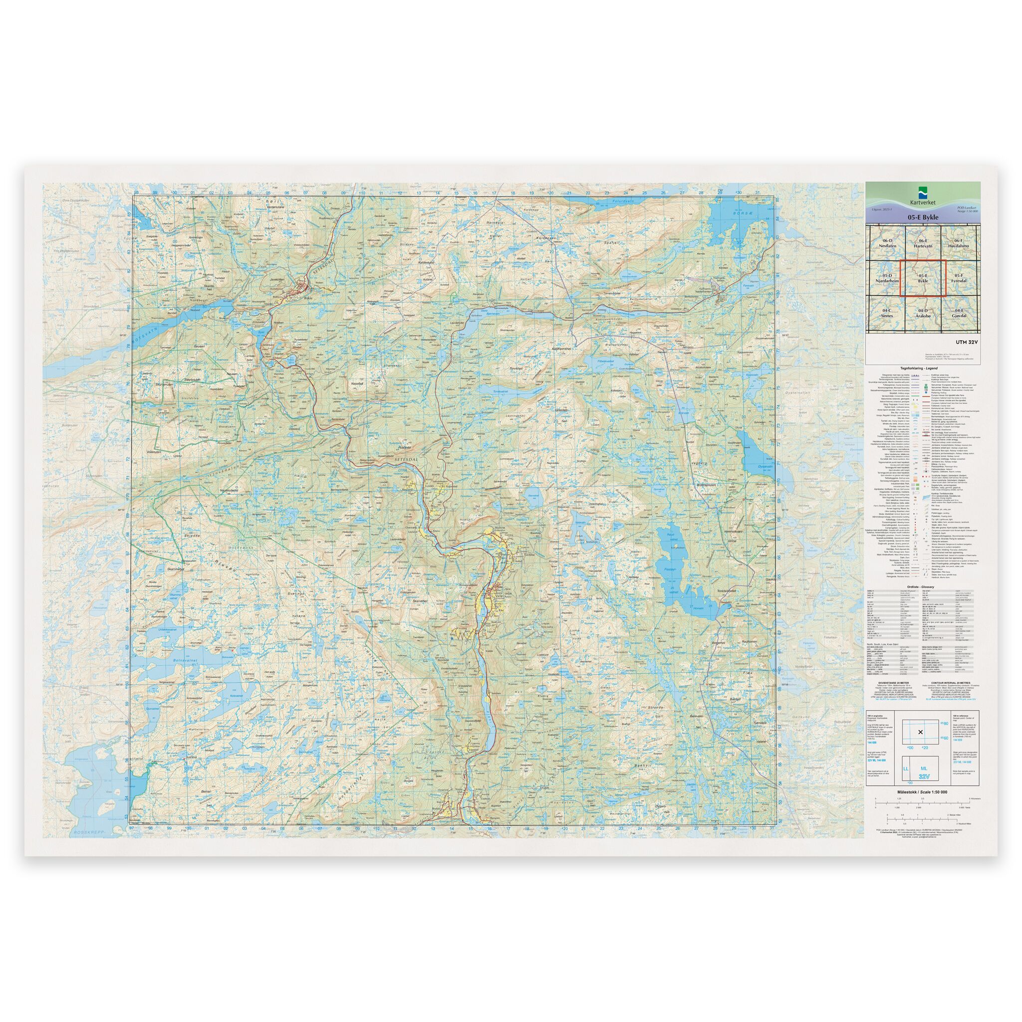 Kartverket - landkart (N50): 05-E Bykle