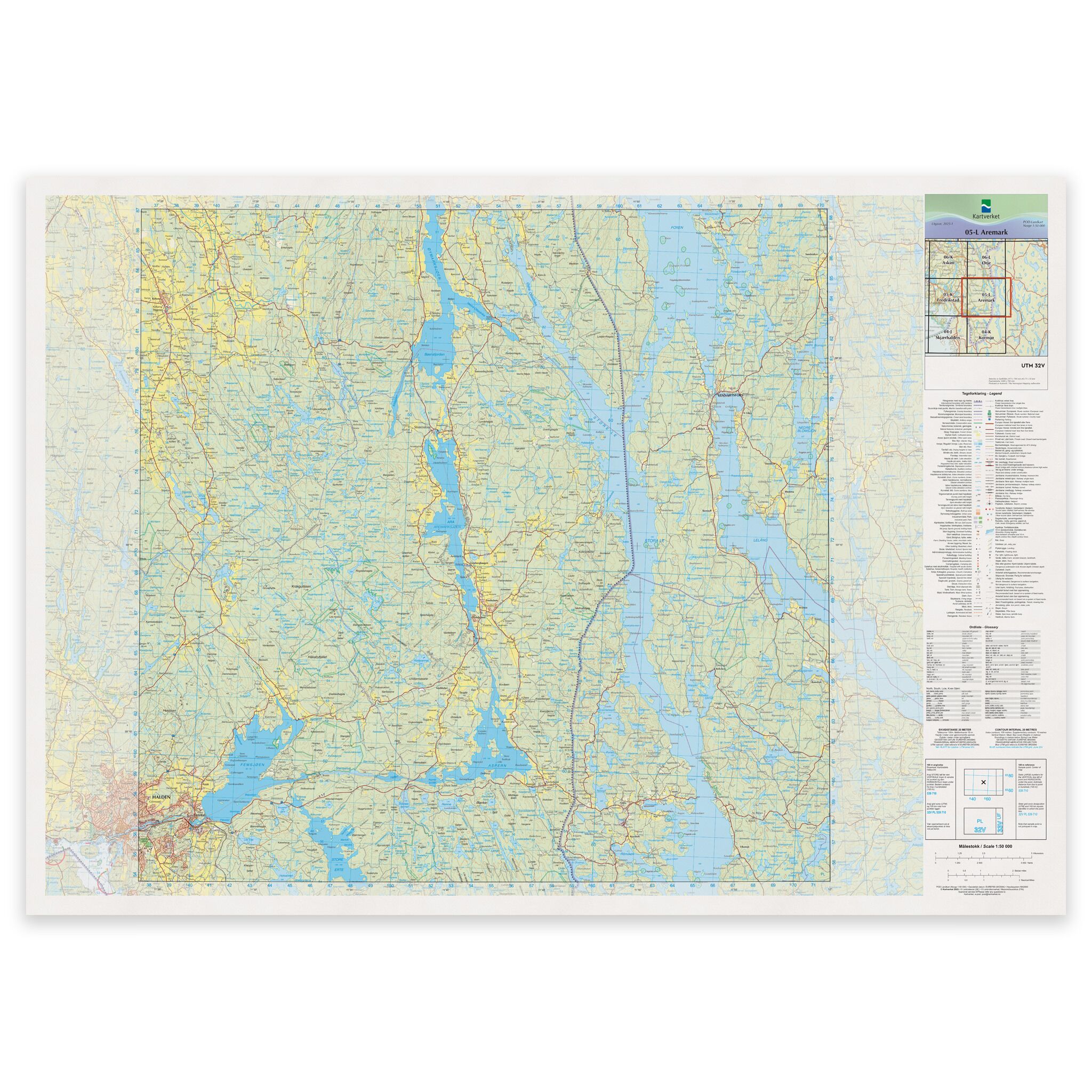 Kartverket - landkart (N50): 05-L Aremark