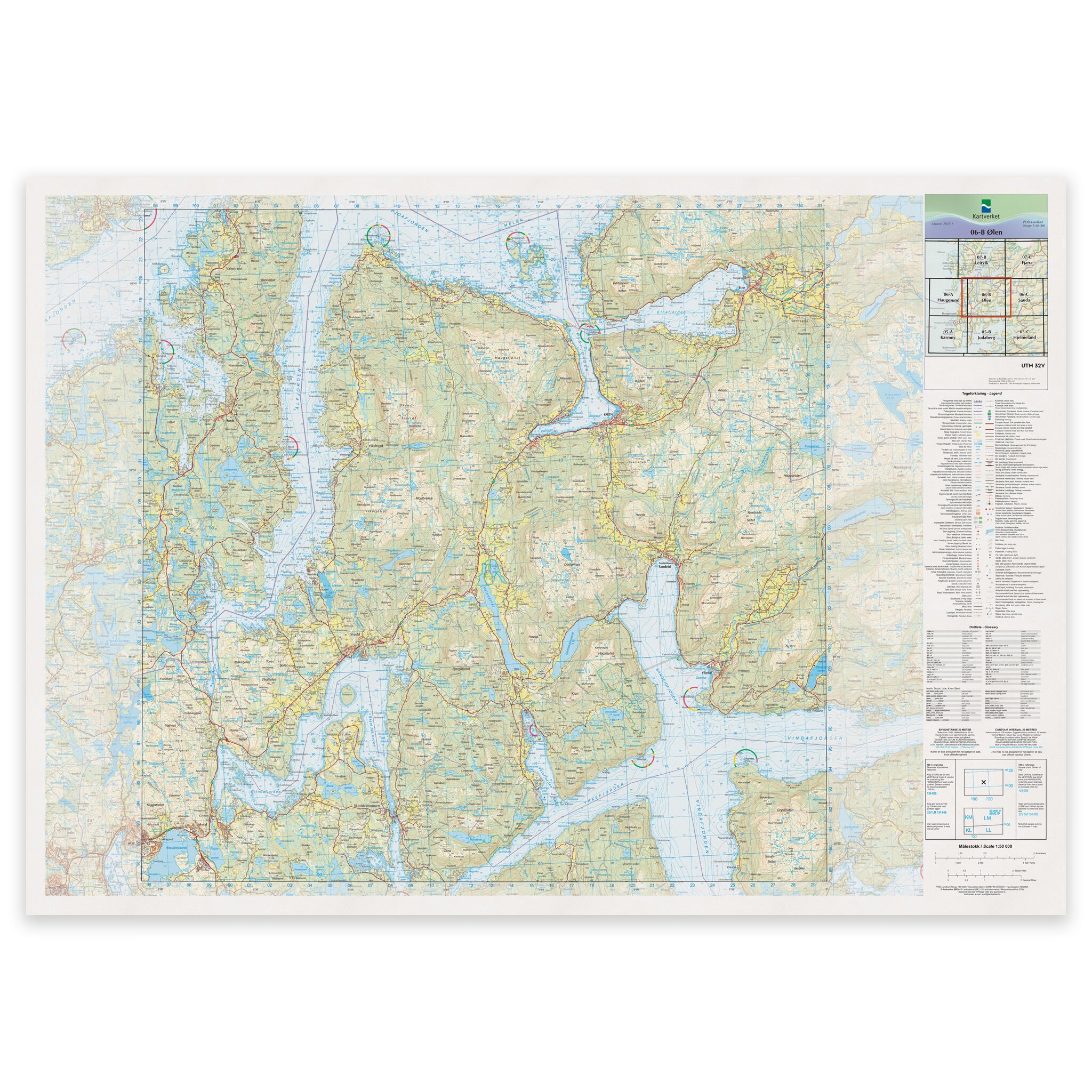 Kartverket - landkart (N50): 06-B Ølen
