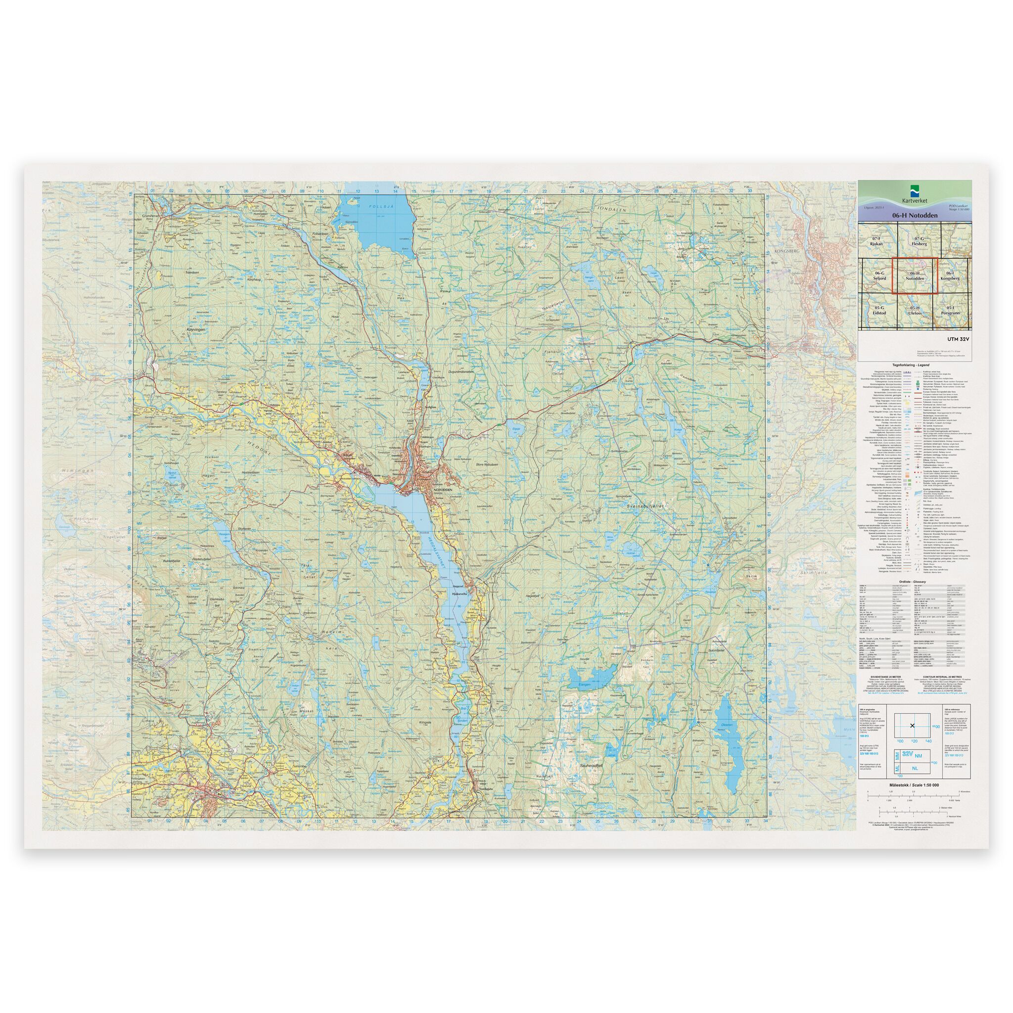 Kartverket - landkart (N50): 06-H Notodden