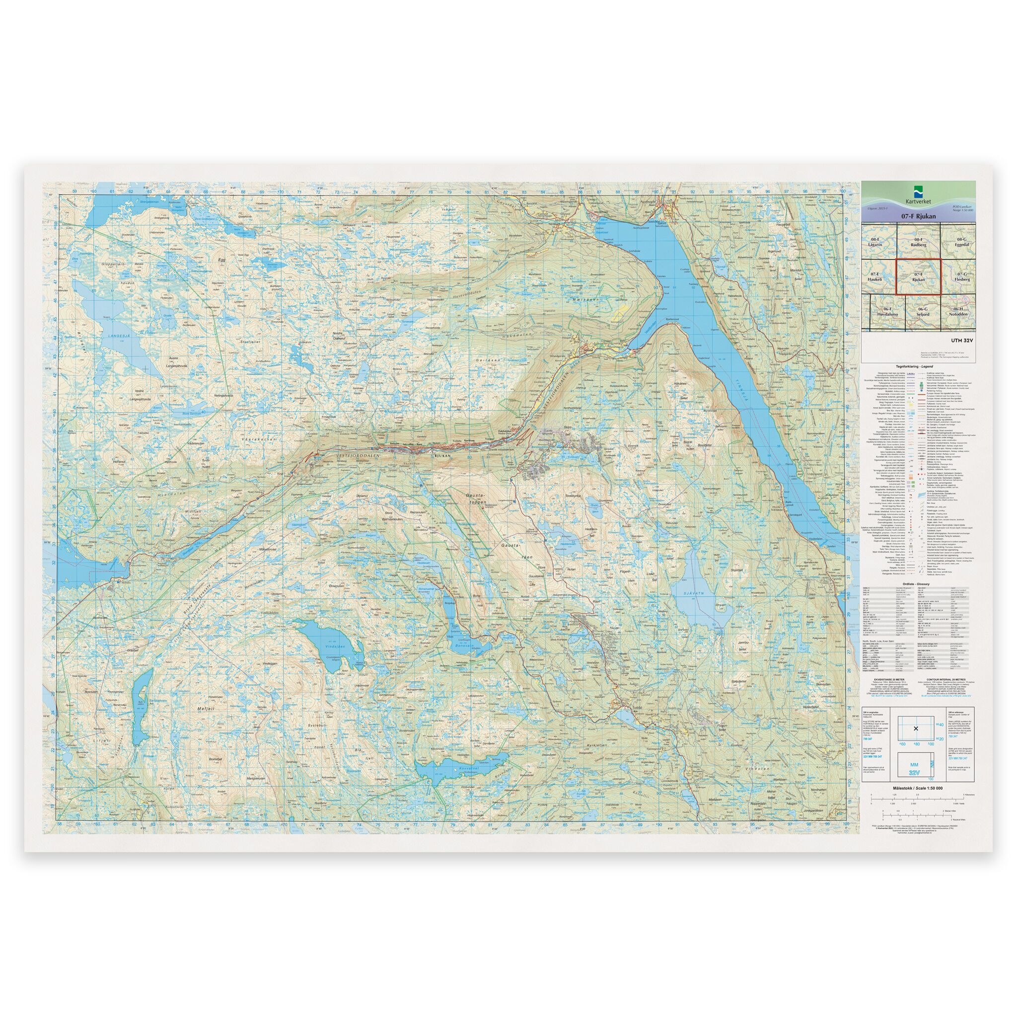 Kartverket - landkart (N50): 07-F Rjukan
