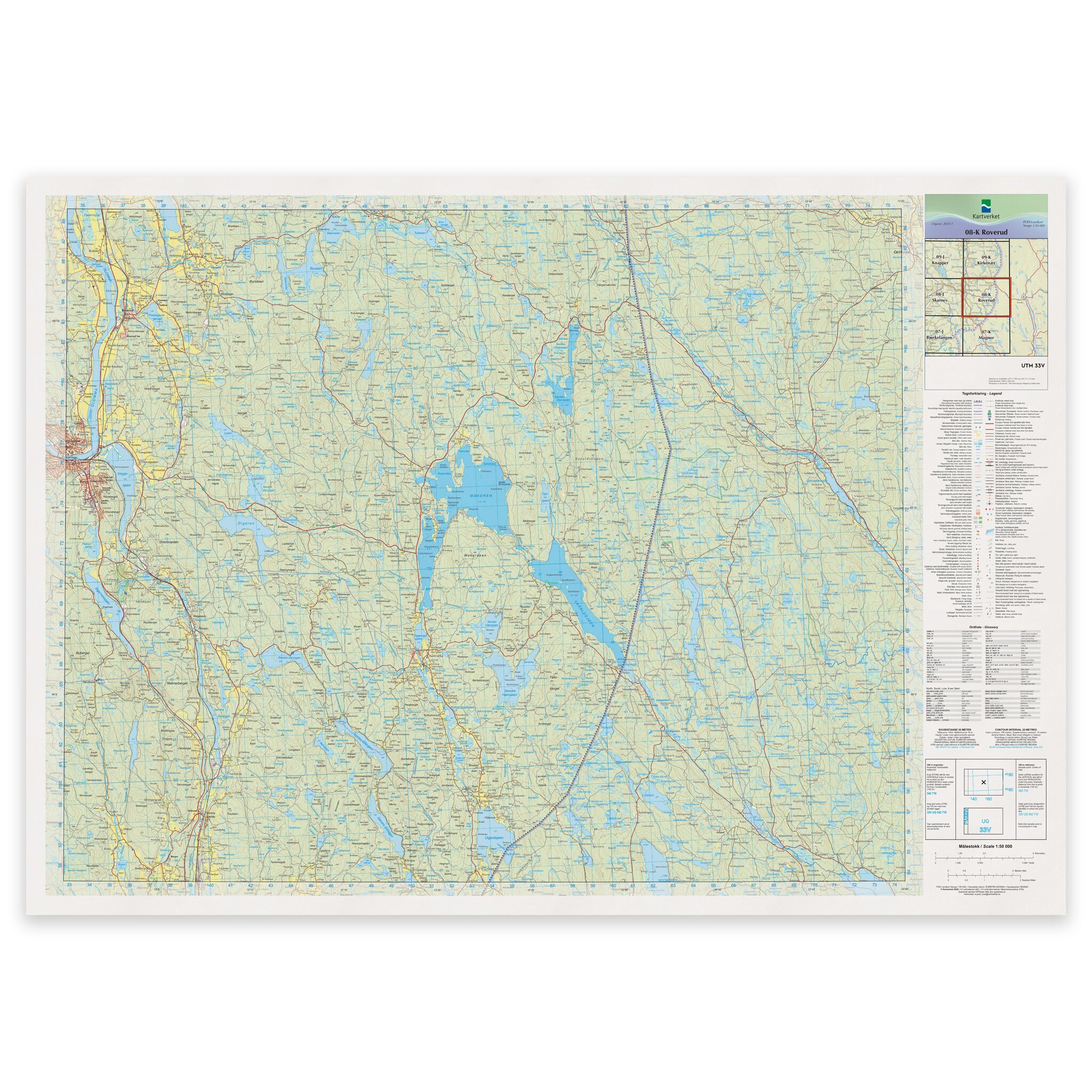 Kartverket - landkart (N50): 08-K Roverud