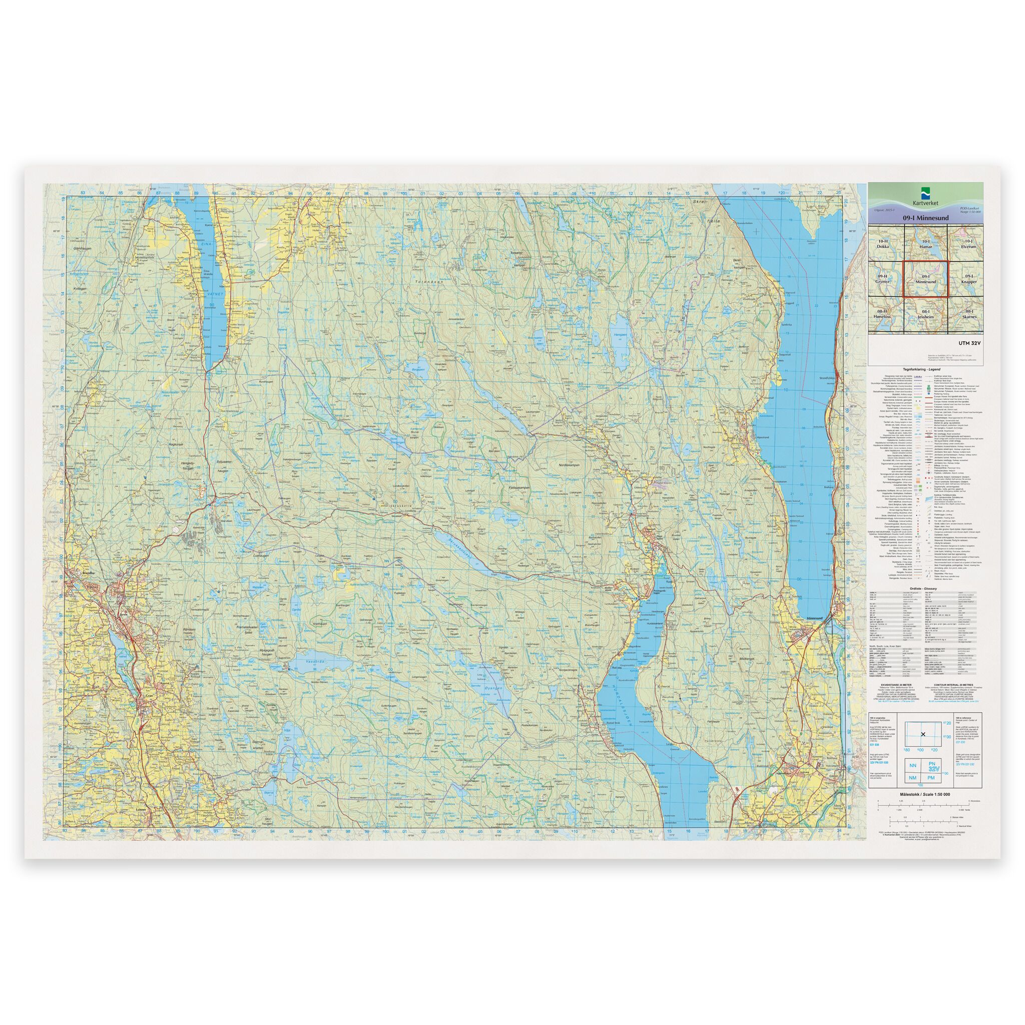 Kartverket - landkart (N50): 09-I Minnesund