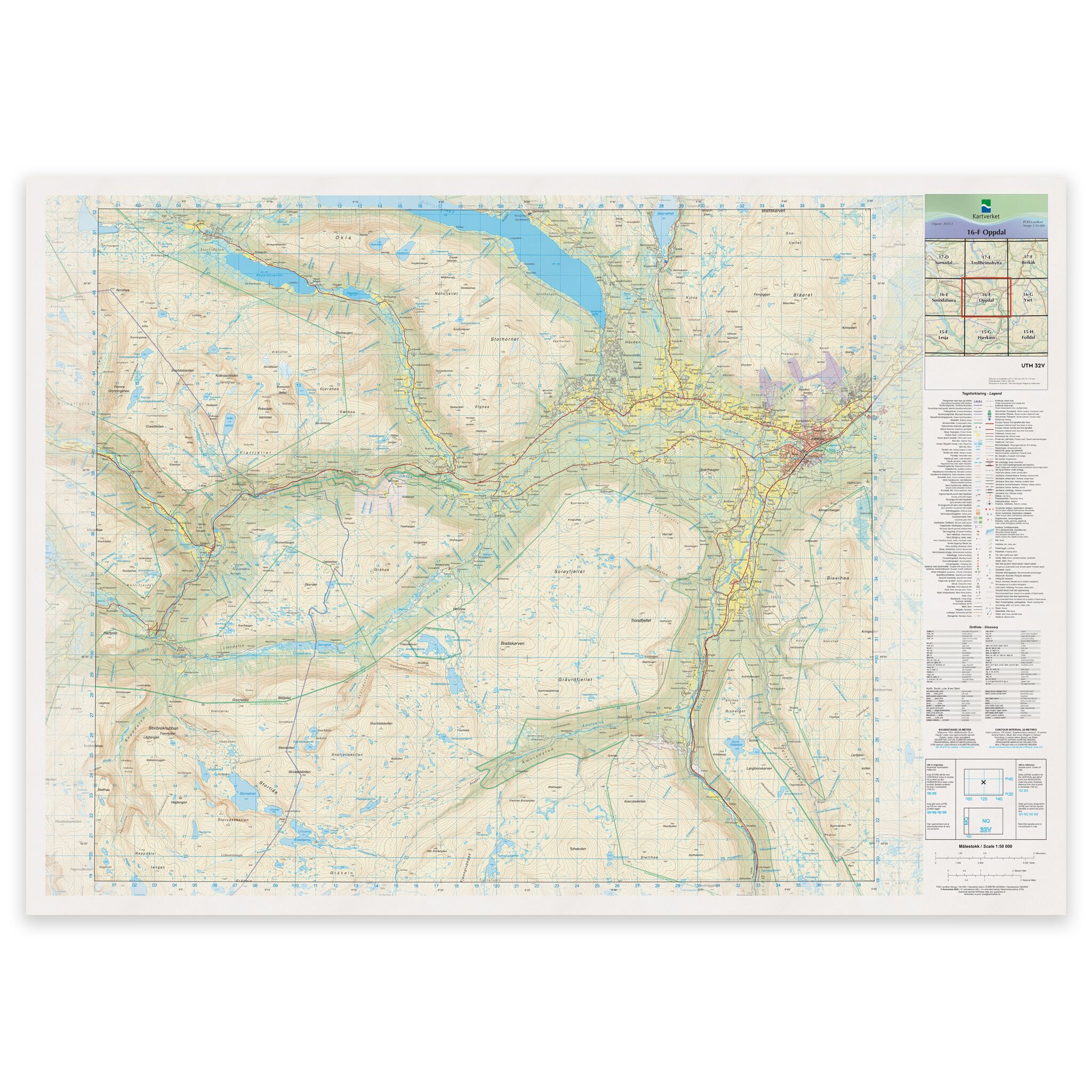 Kartverket - landkart (N50): 16-F Oppdal