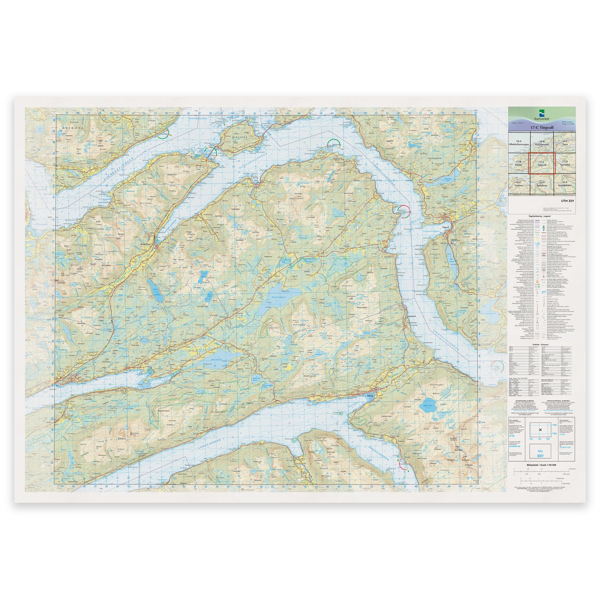 Kartverket - landkart (N50): 17-C Tingvoll
