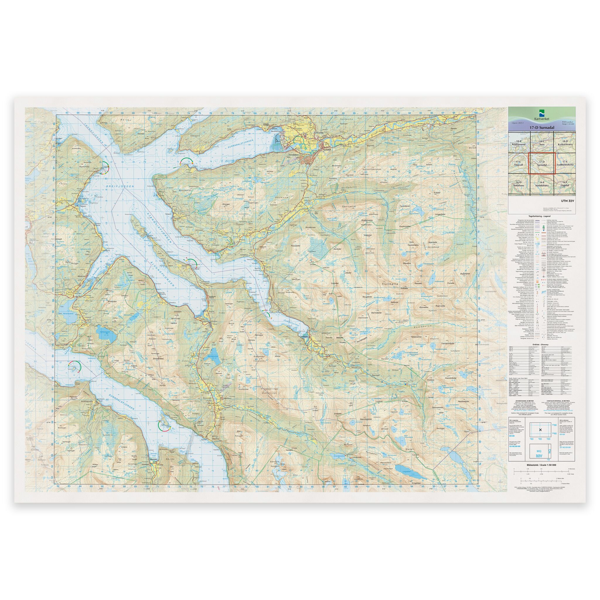 Kartverket - landkart (N50): 17-D Surnadal