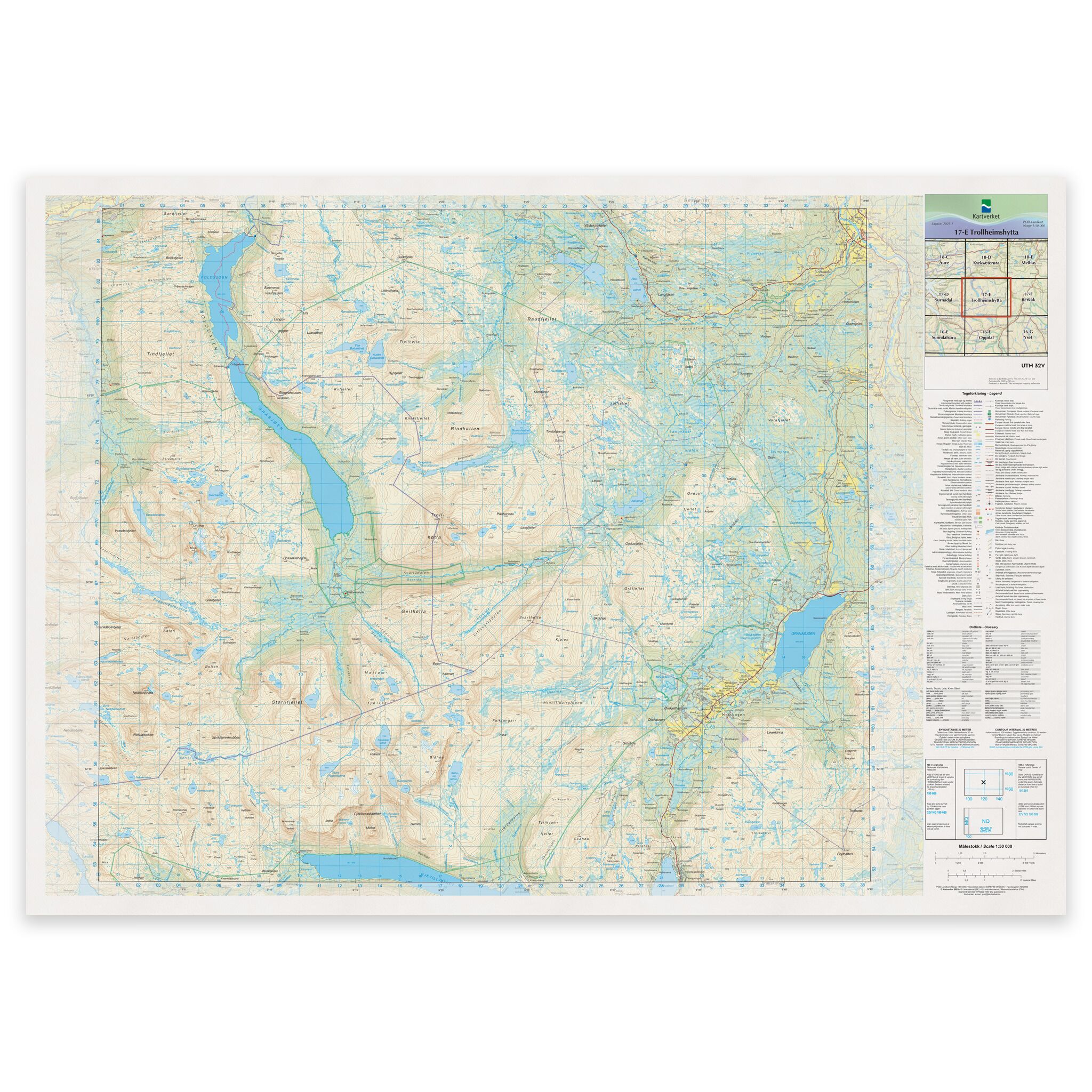Kartverket - landkart (N50): 17-E Trollheimshytta
