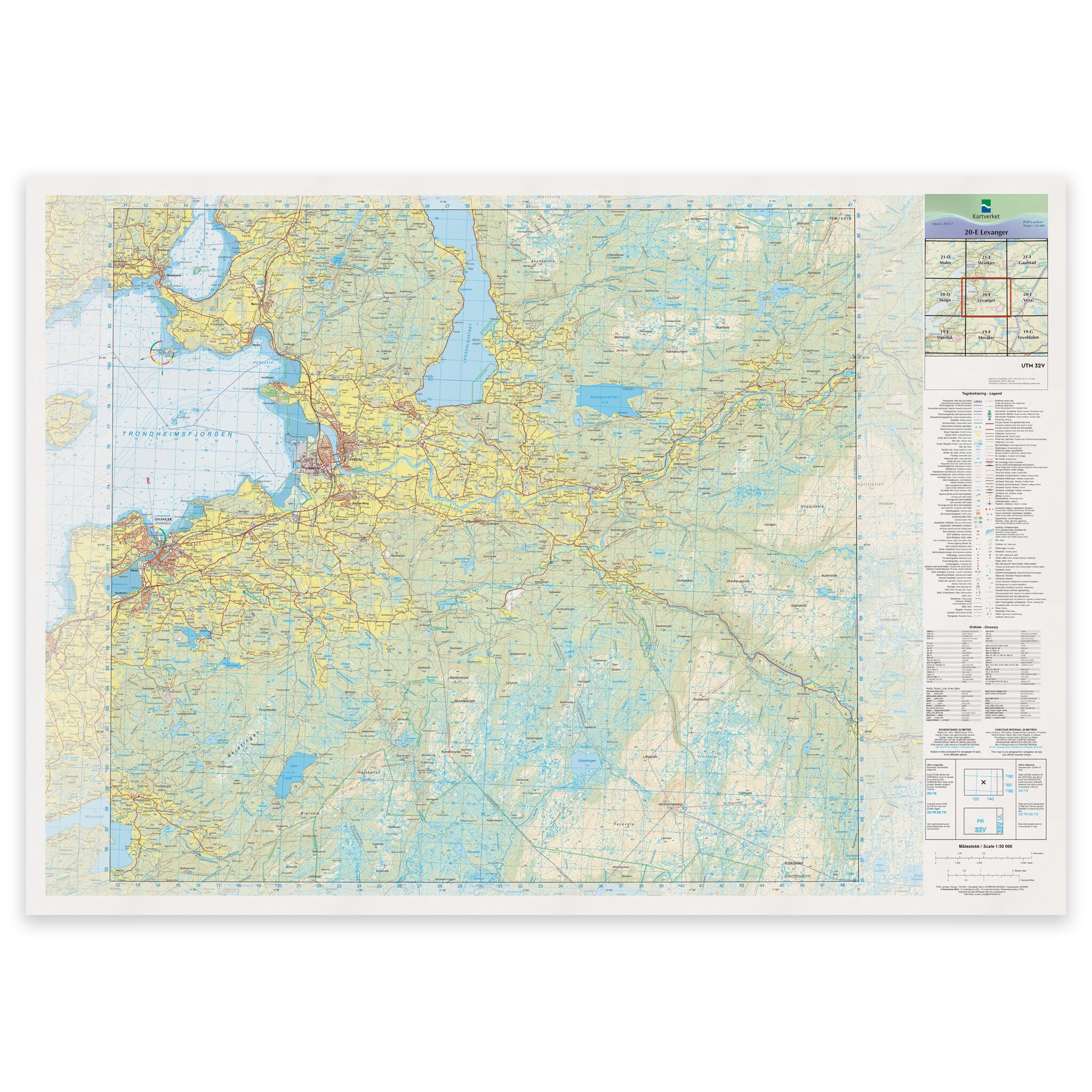 Kartverket - landkart (N50): 20-E Levanger