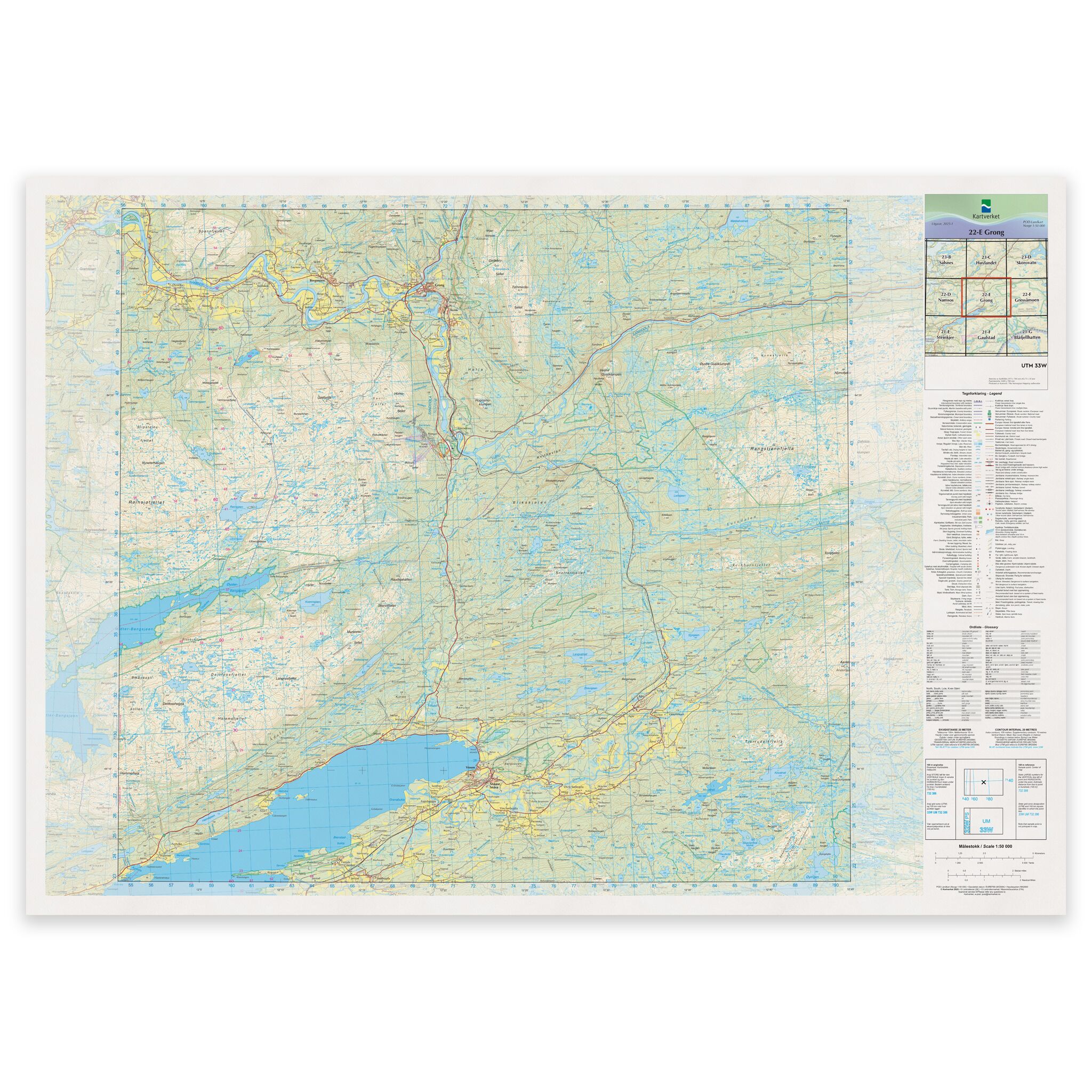 Kartverket - landkart (N50): 22-E Grong