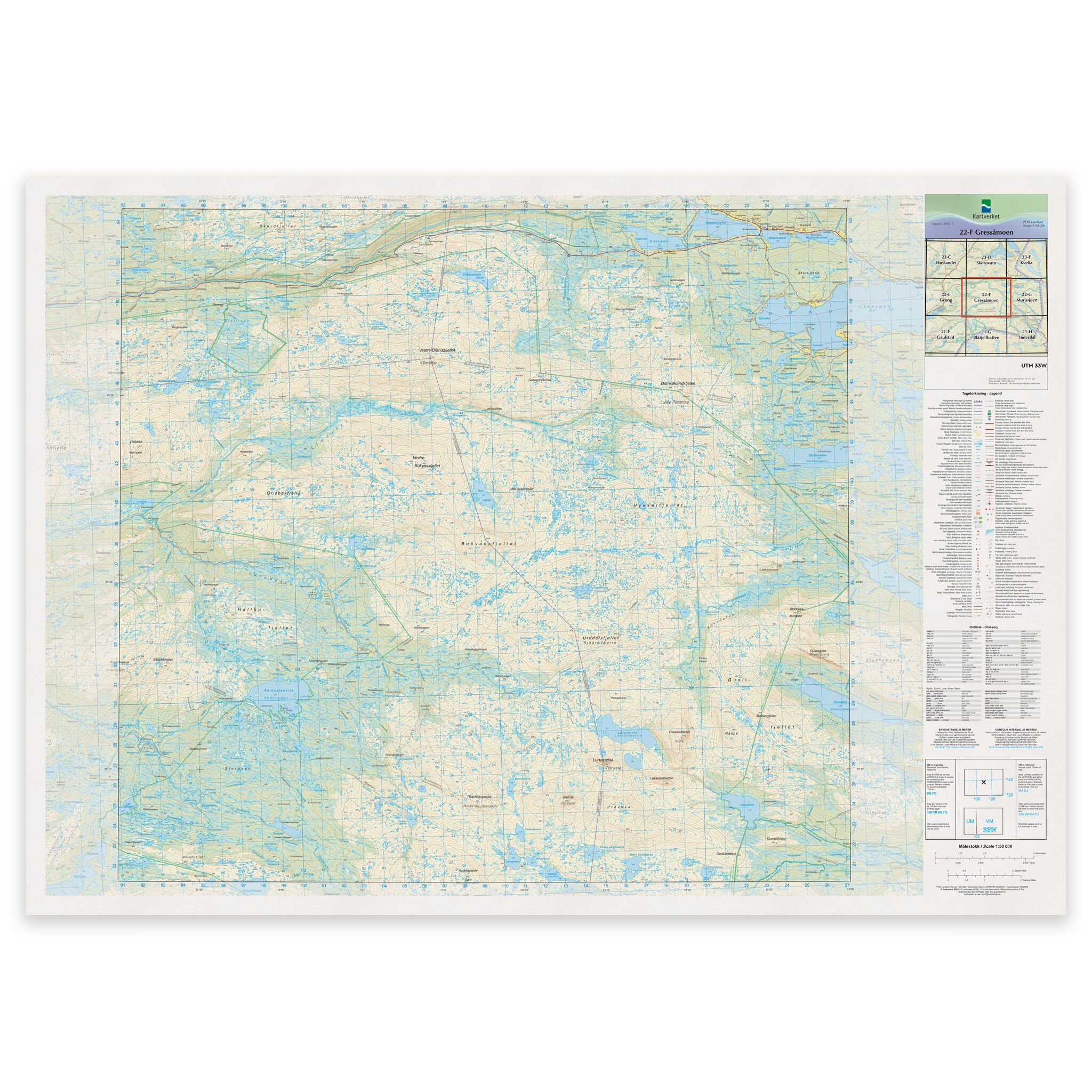 Kartverket - landkart (N50): 22-F Gressåmoen