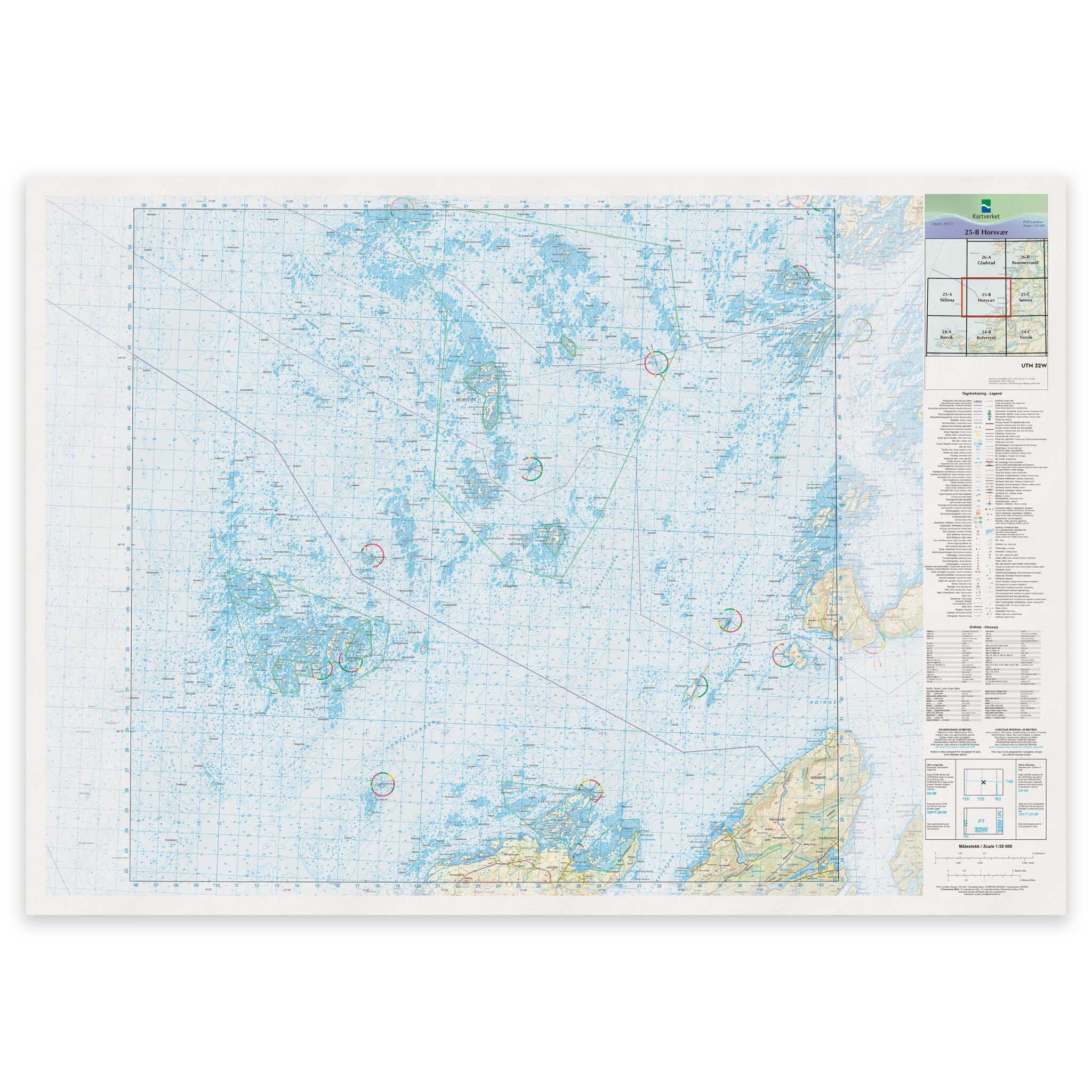 Kartverket - landkart (N50): 25-B Horsvær
